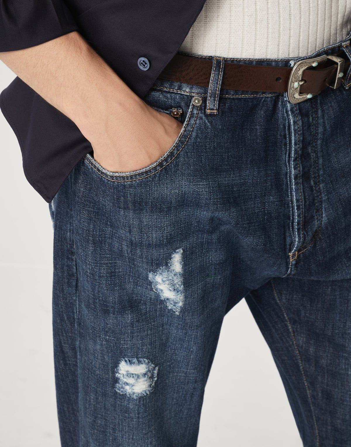 Brunello Cucinelli Lightweight Distressed Leisure Jeans