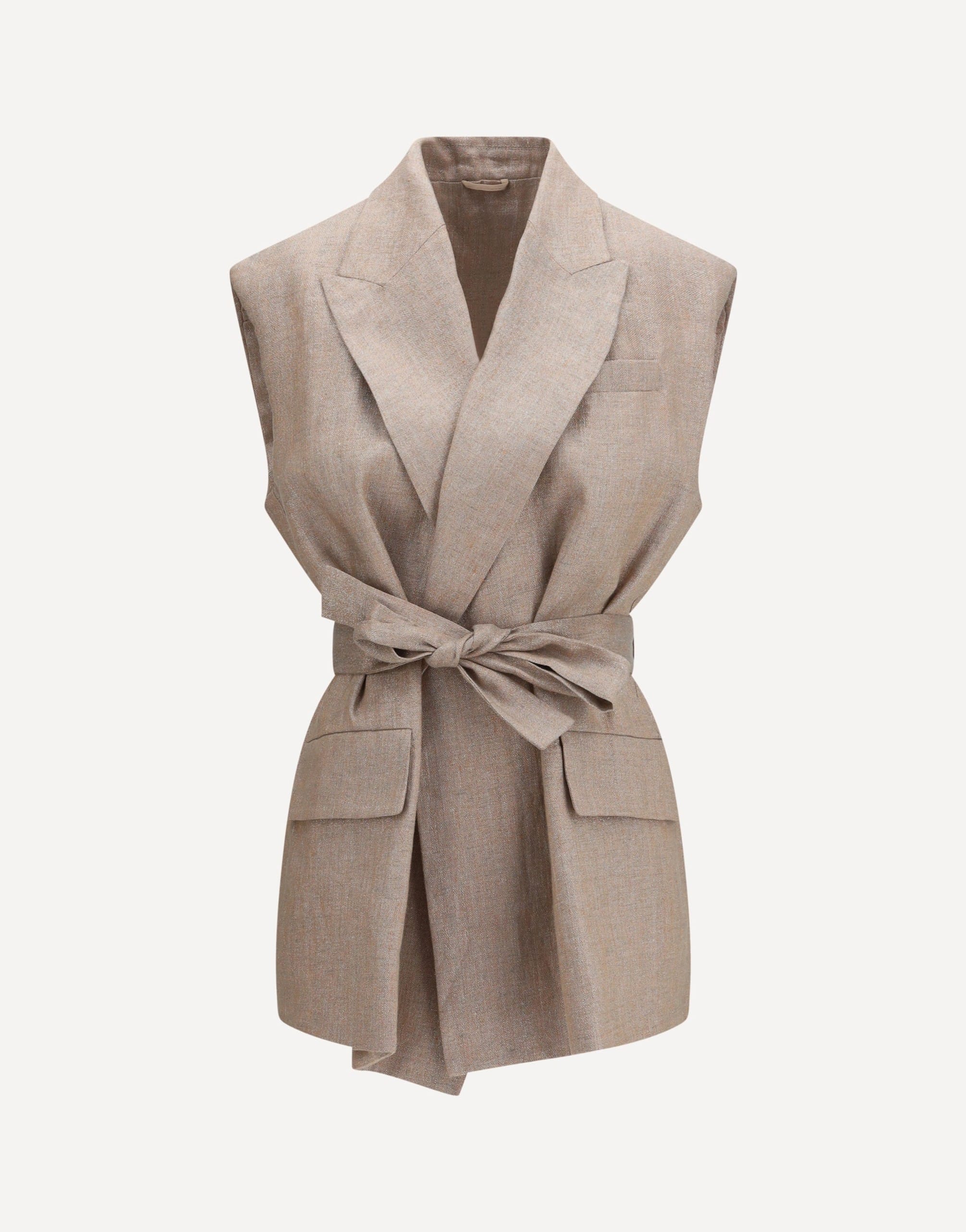 Brunello Cucinelli Linen Blend Vest With Removable Belt