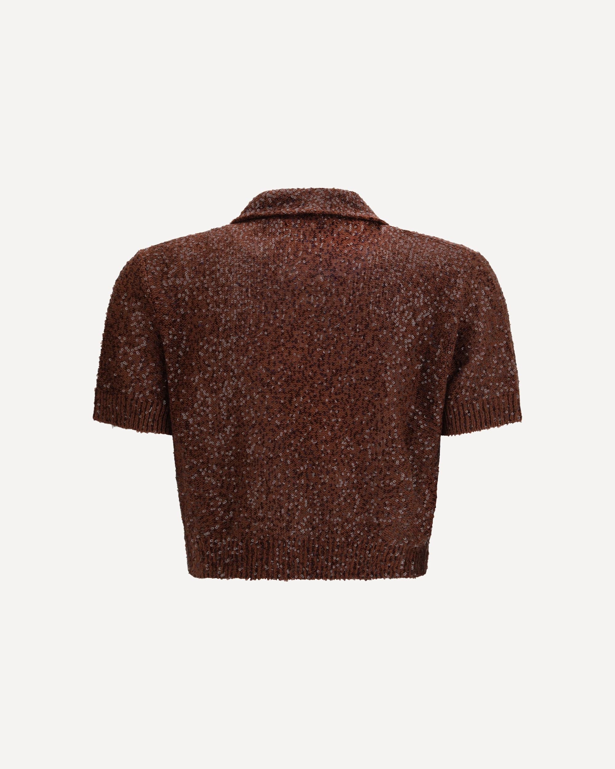 Top in lino, cashmere e seta con paillettes - alternate view