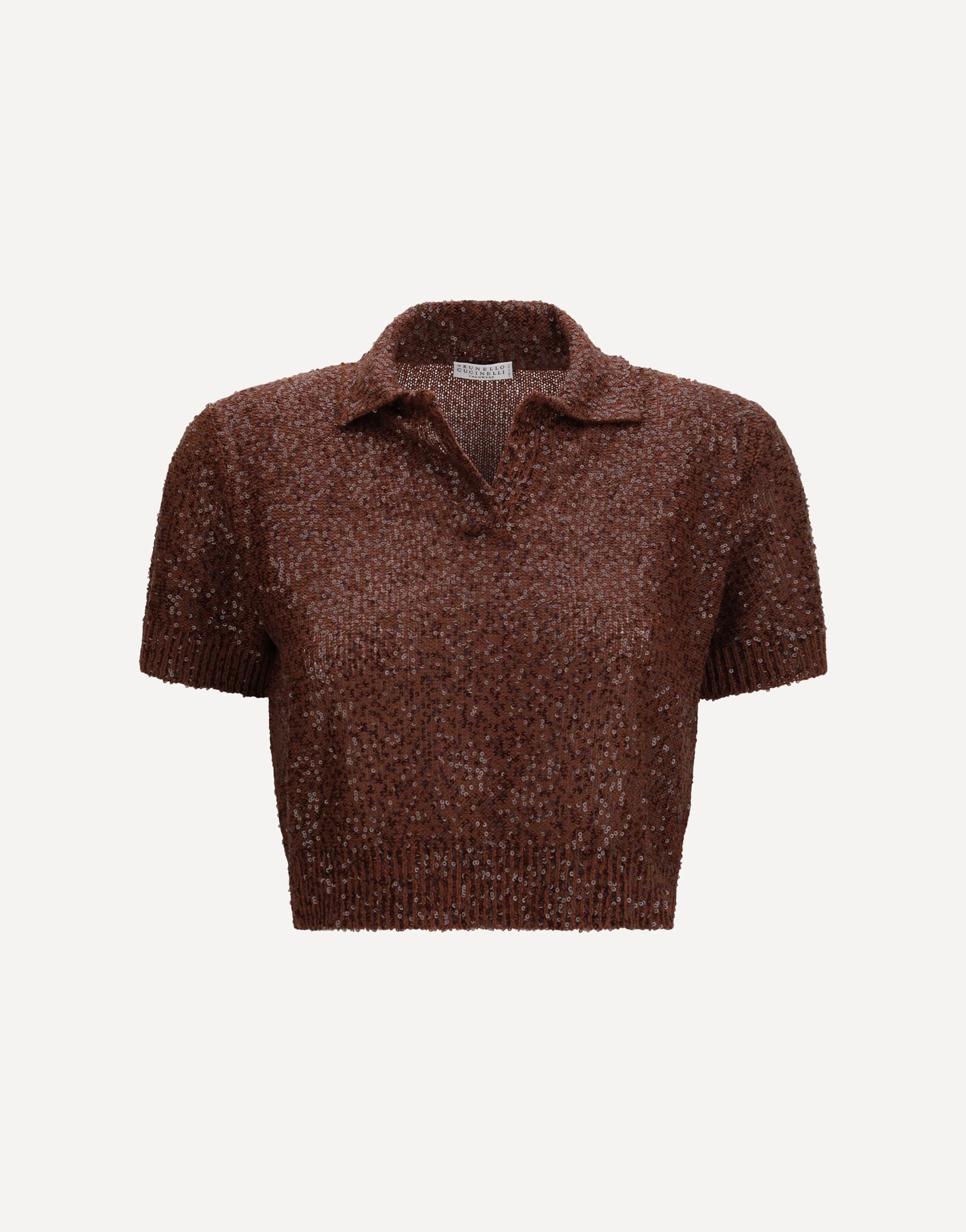 Brunello Cucinelli Linen Cashmere Silk Top With Sequins