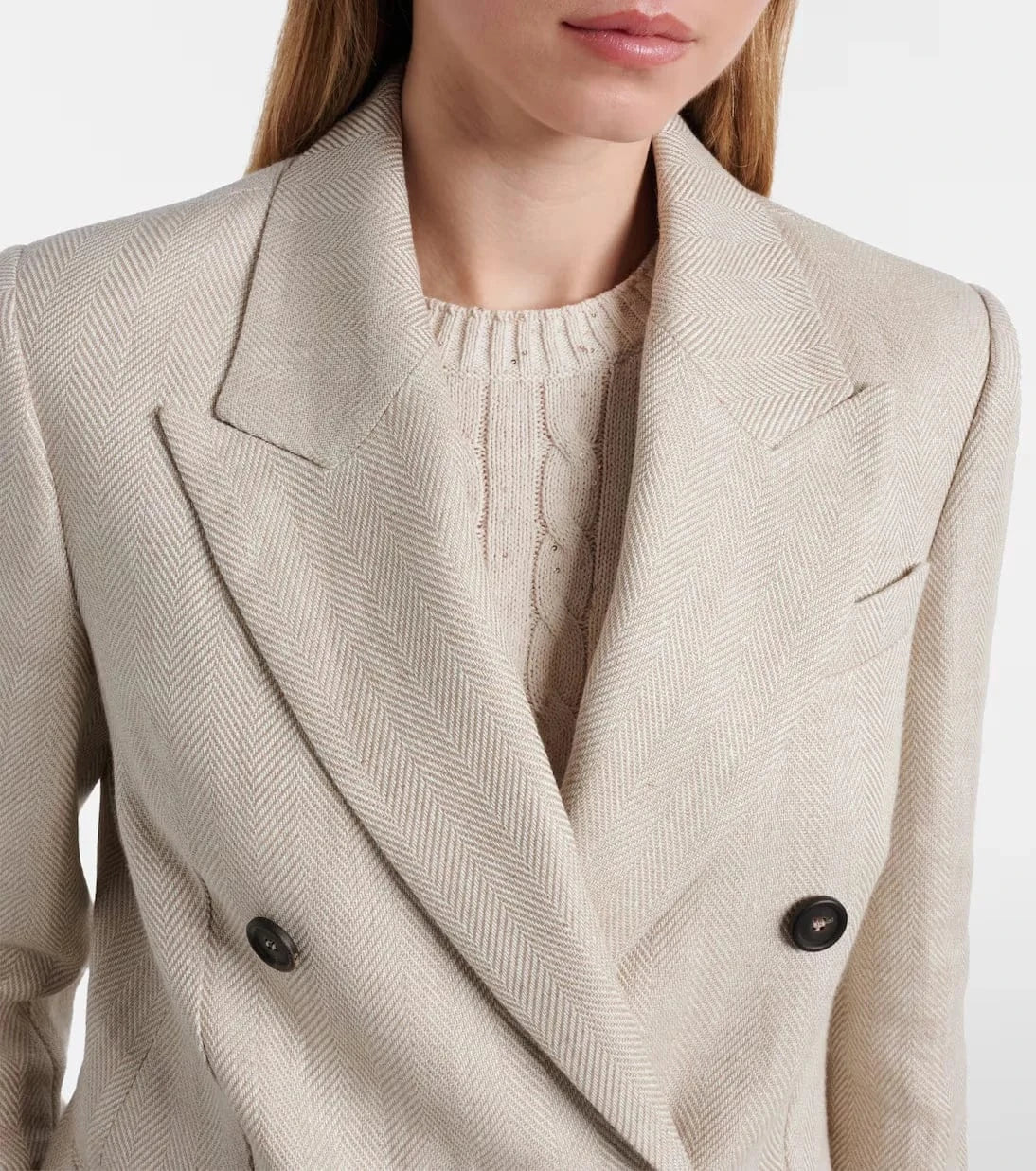 Brunello Cucinelli Linen-Cotton Blend Double-Breasted Blazer