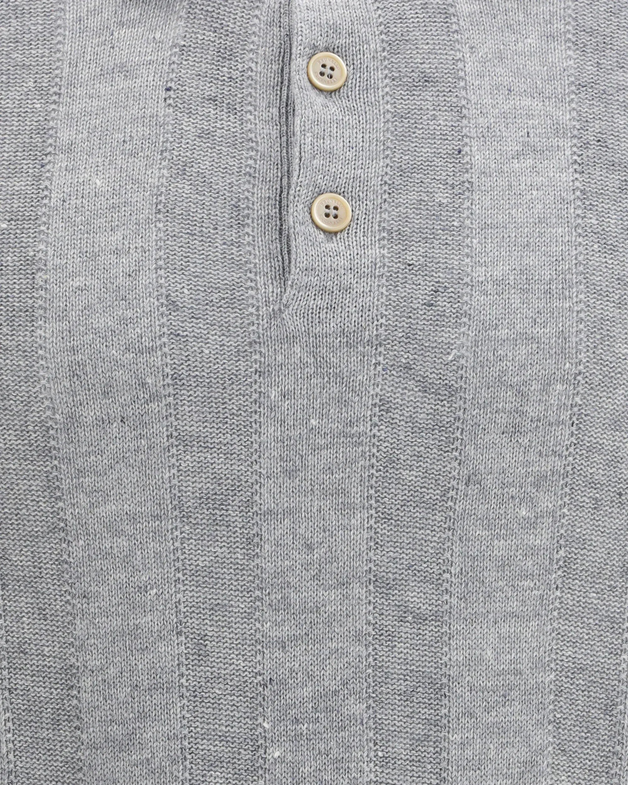 Brunello Cucinelli Linen-Cotton Blend Wide Rib Knit Polo