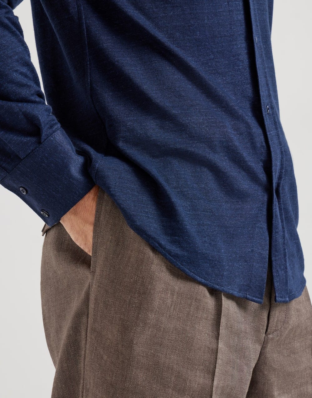 Brunello Cucinelli Linen-Cotton Mélange Jersey Shirt