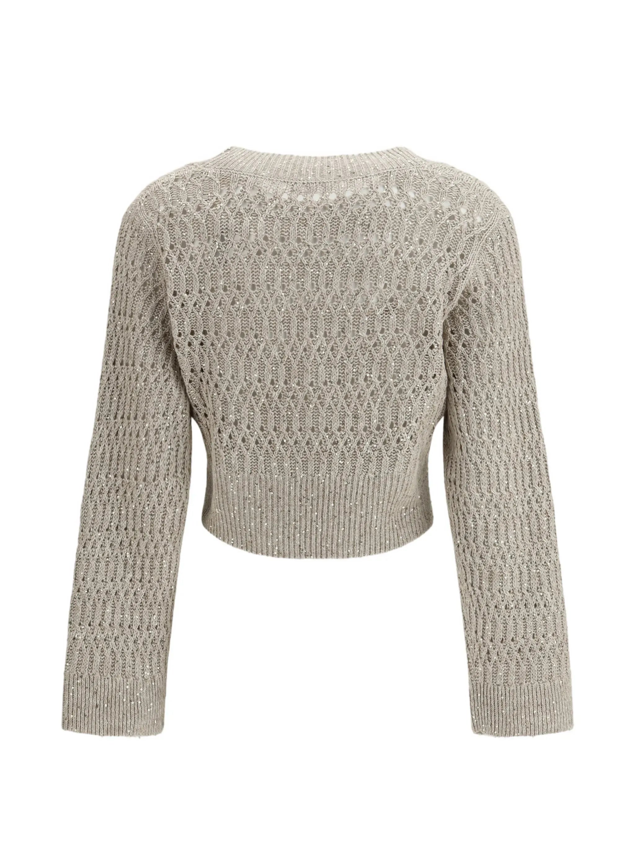 Brunello Cucinelli Linen Dazzling Braids Sweater