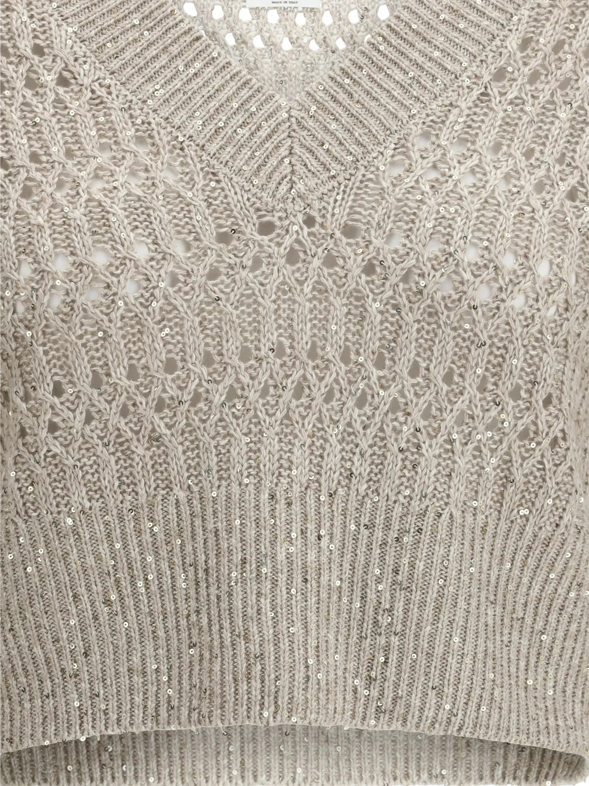 Brunello Cucinelli Linen Dazzling Braids Sweater