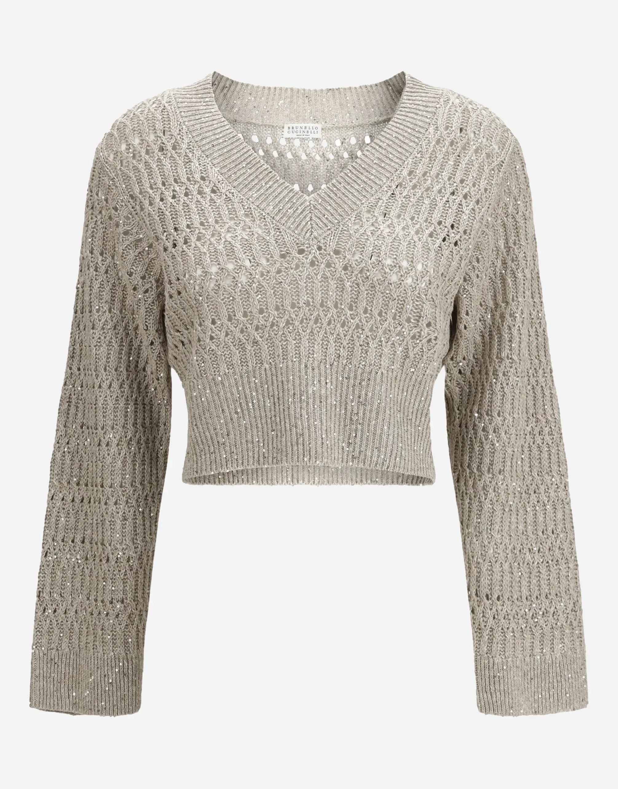 Brunello Cucinelli Linen Dazzling Braids Sweater