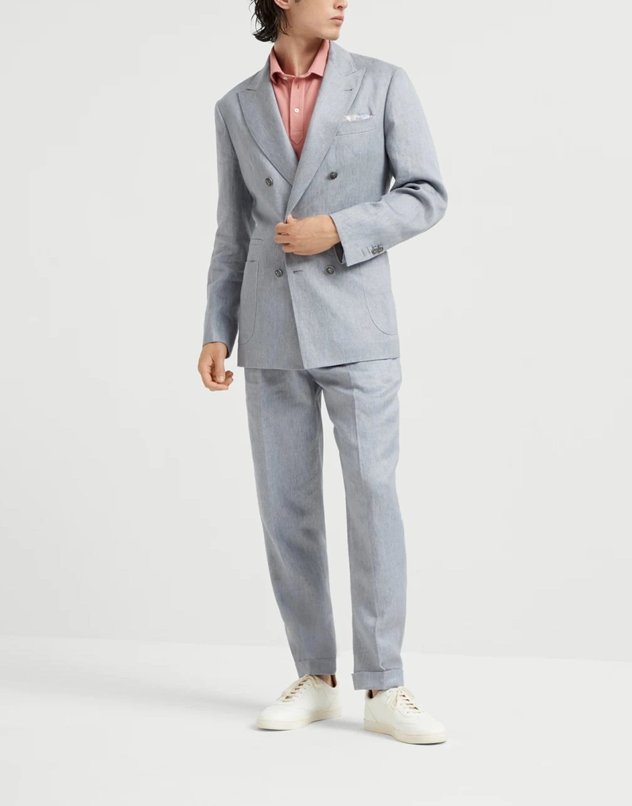 Brunello Cucinelli Linen Denim Double-Breasted Suit