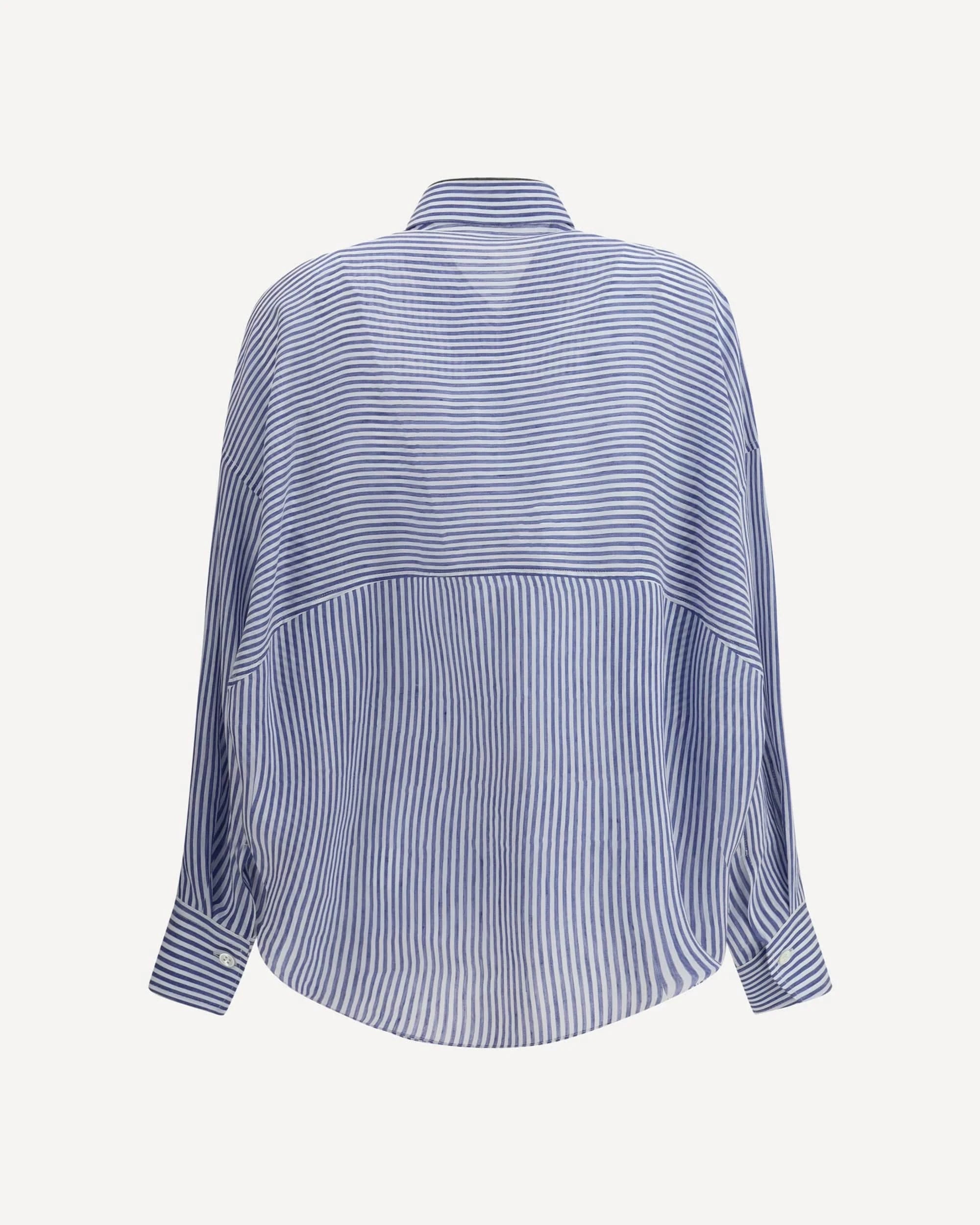 Brunello Cucinelli Linen-Silk Blend Striped Shirt