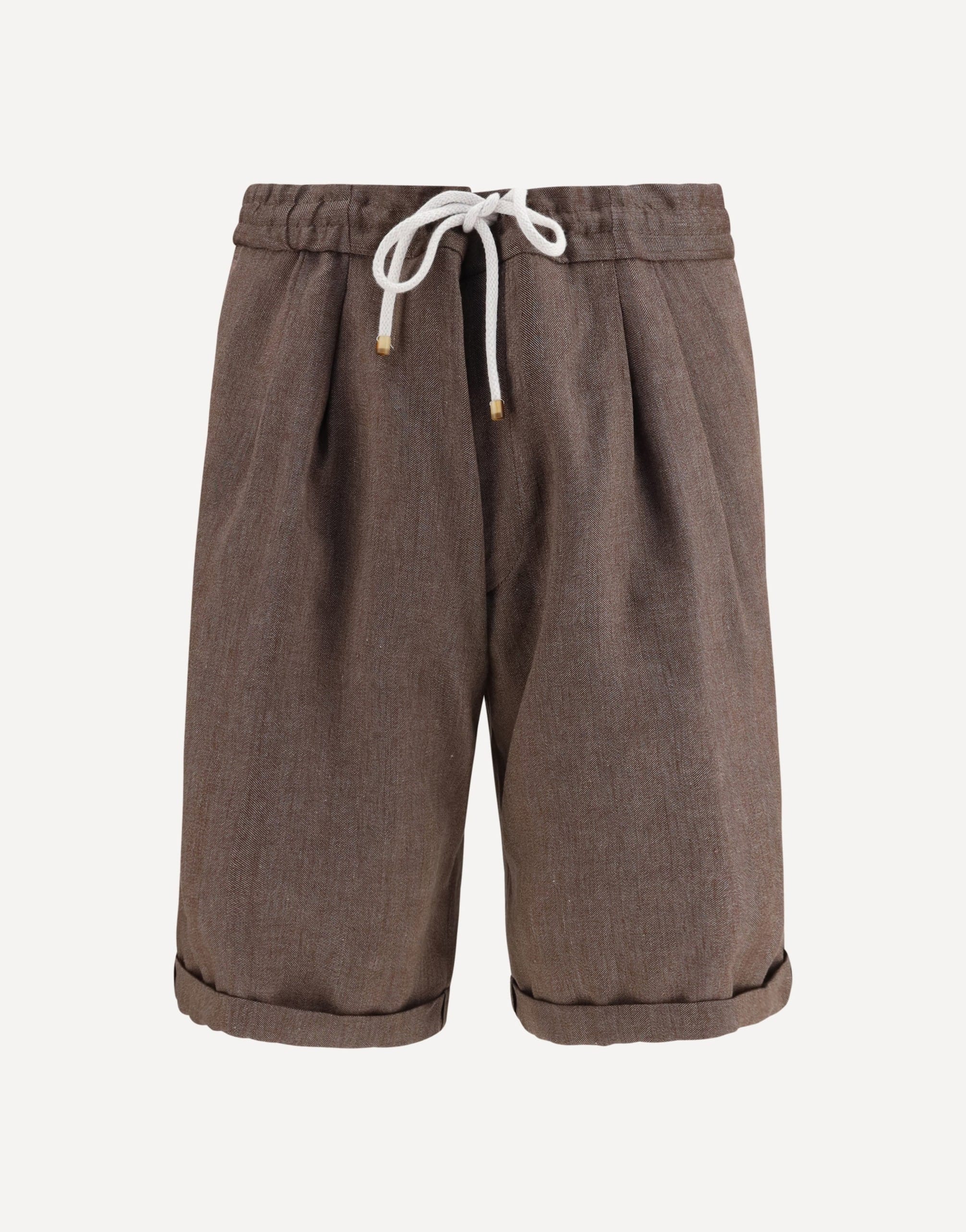 Brunello Cucinelli Brunello Cucinelli Linen Virgin Wool Chevron Bermuda Shorts