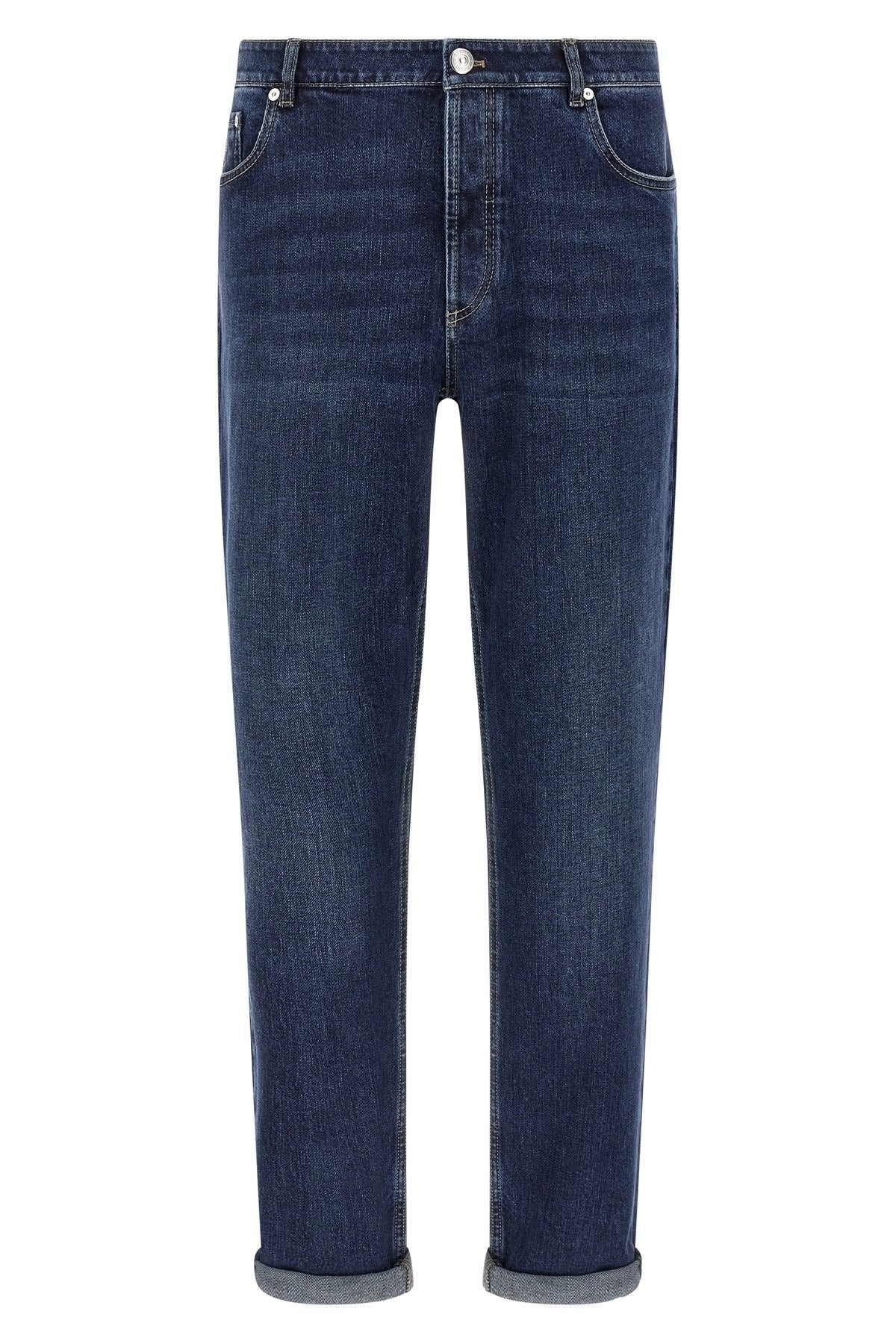 Brunello Cucinelli Logo Embroidery Stretch Jeans