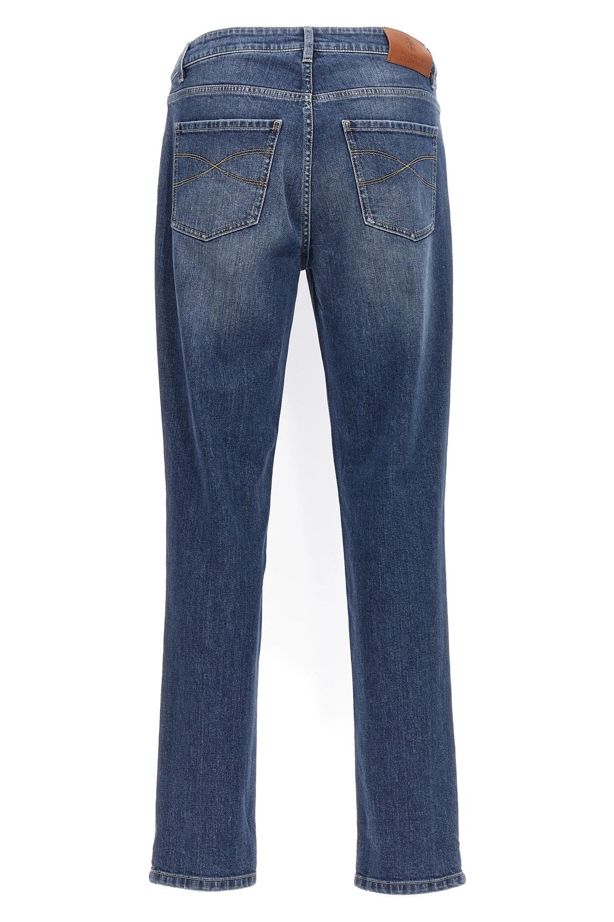 Brunello Cucinelli Logo Embroidery Stretch Jeans