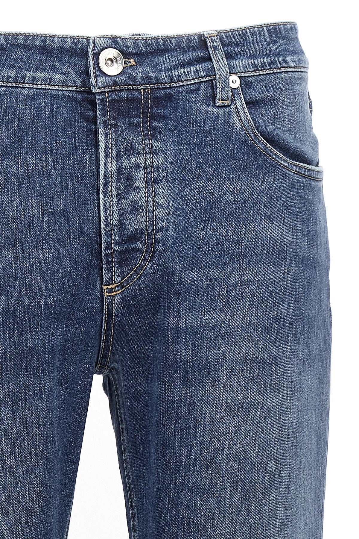Brunello Cucinelli Logo Embroidery Stretch Jeans