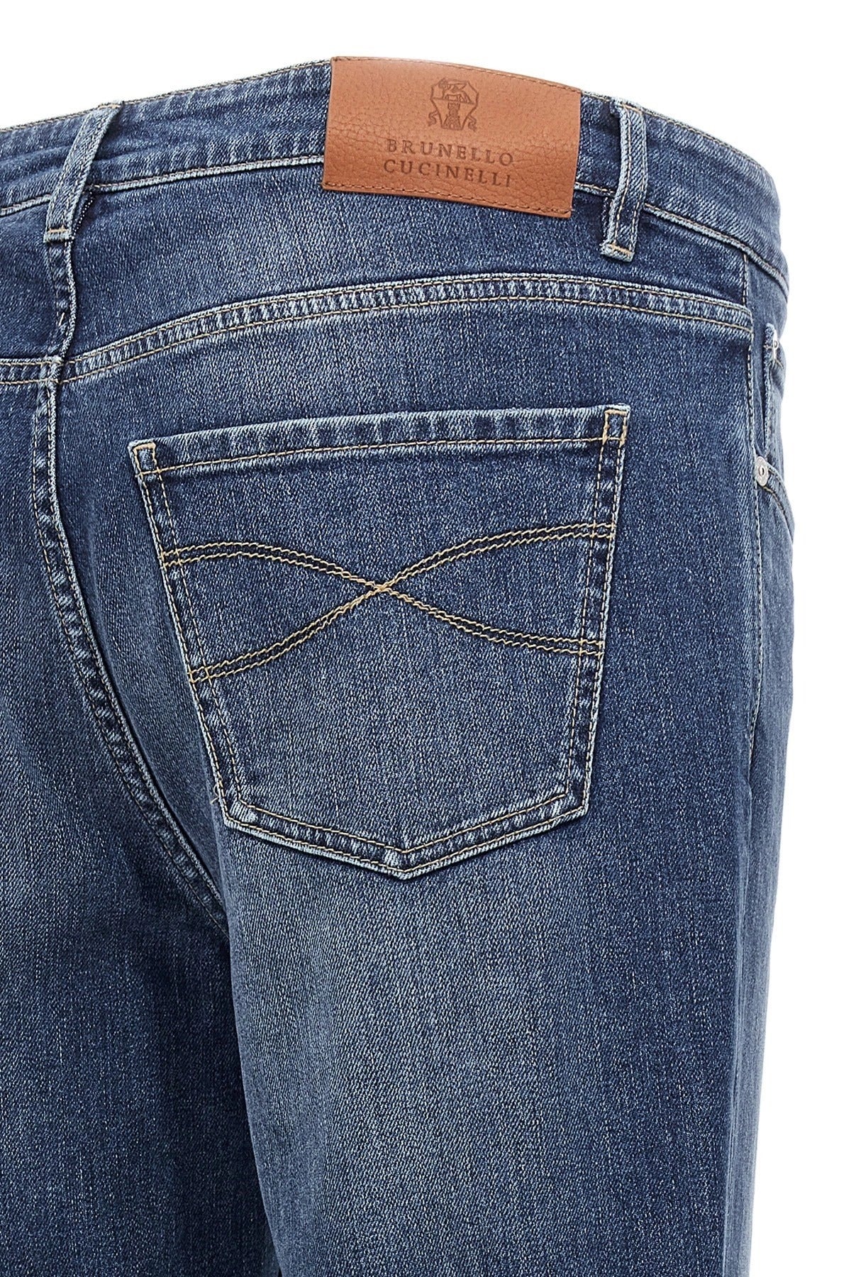 Brunello Cucinelli Logo Embroidery Stretch Jeans