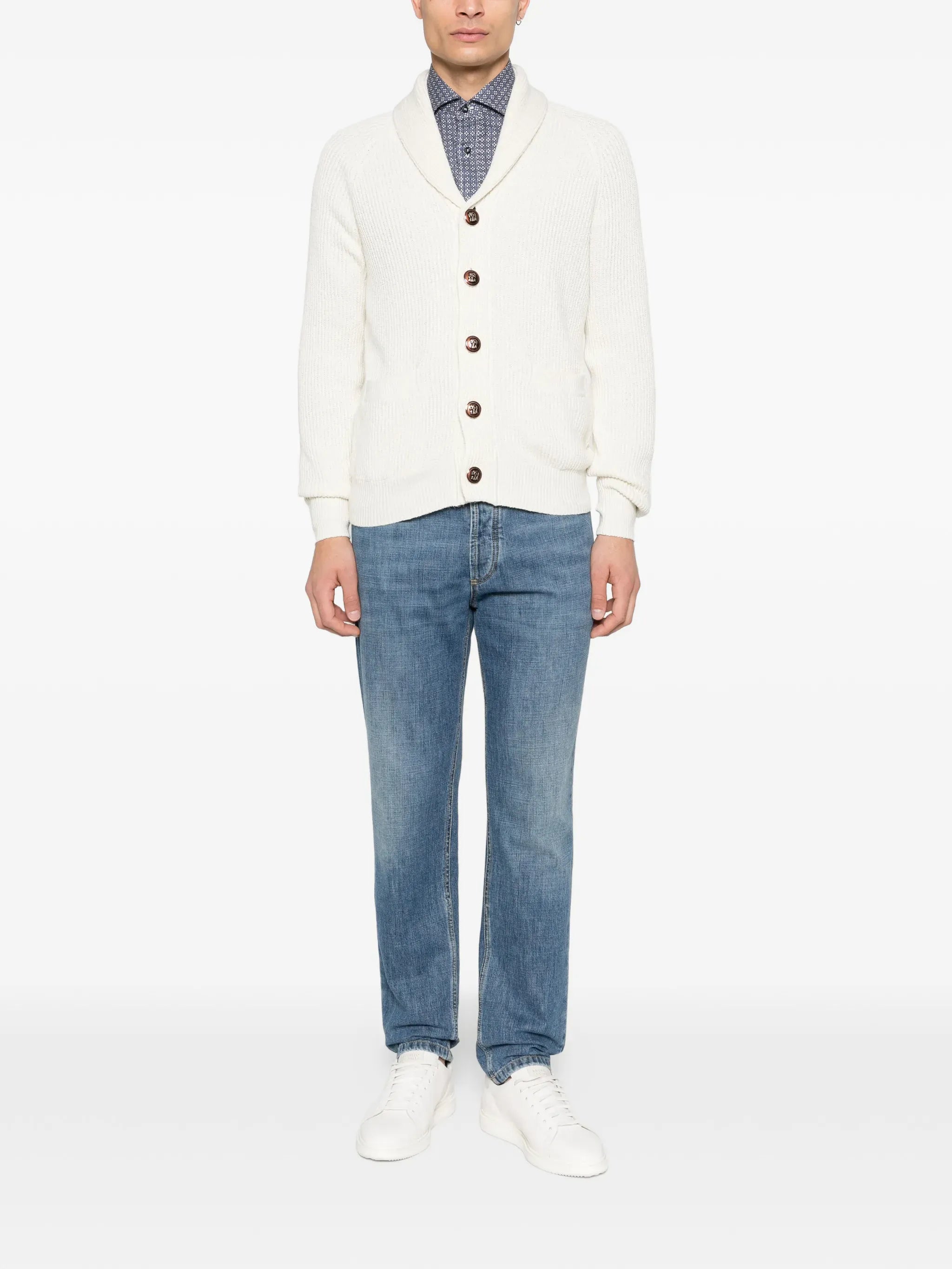 Brunello Cucinelli Malfilé Cotton English Rib Cardigan