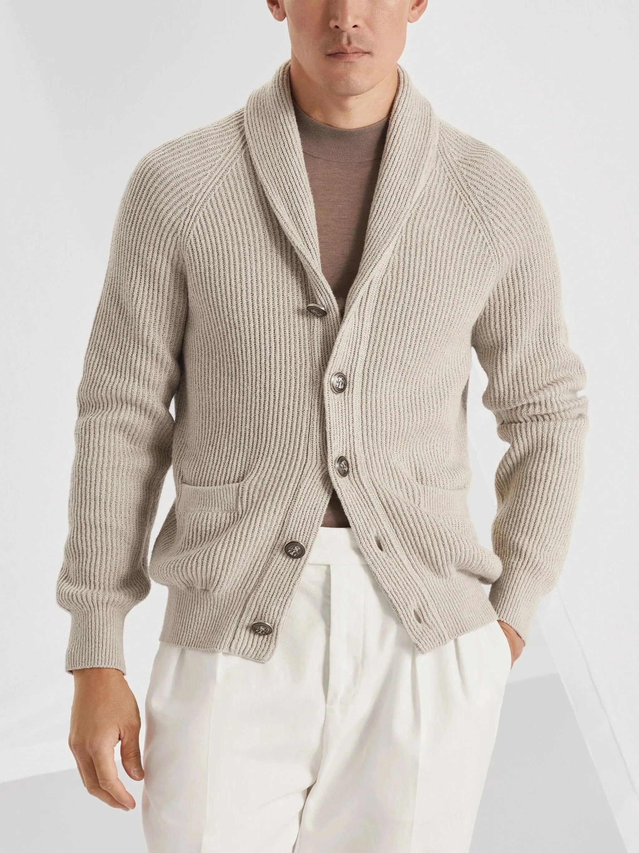 Brunello Cucinelli Malfilé Ribbed-Knit Cardigan
