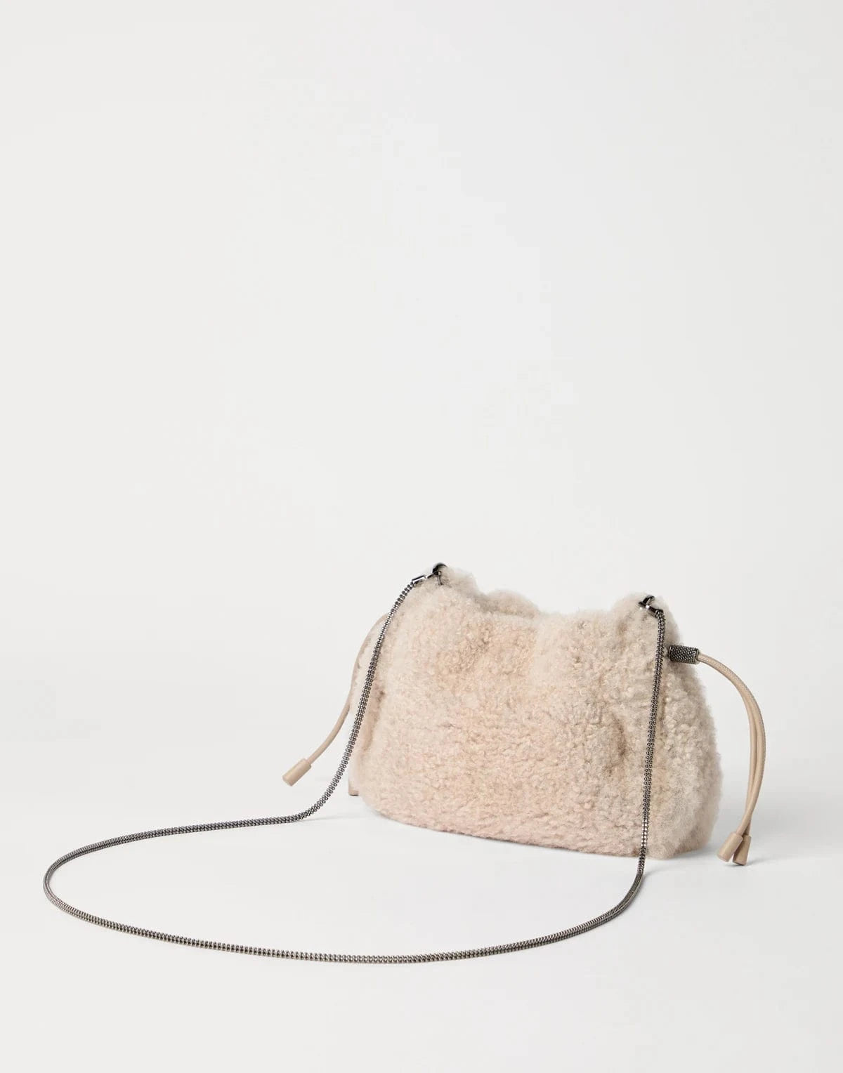 Brunello Cucinelli Mellow Fuzzy Shearling Mini Bucket Bag