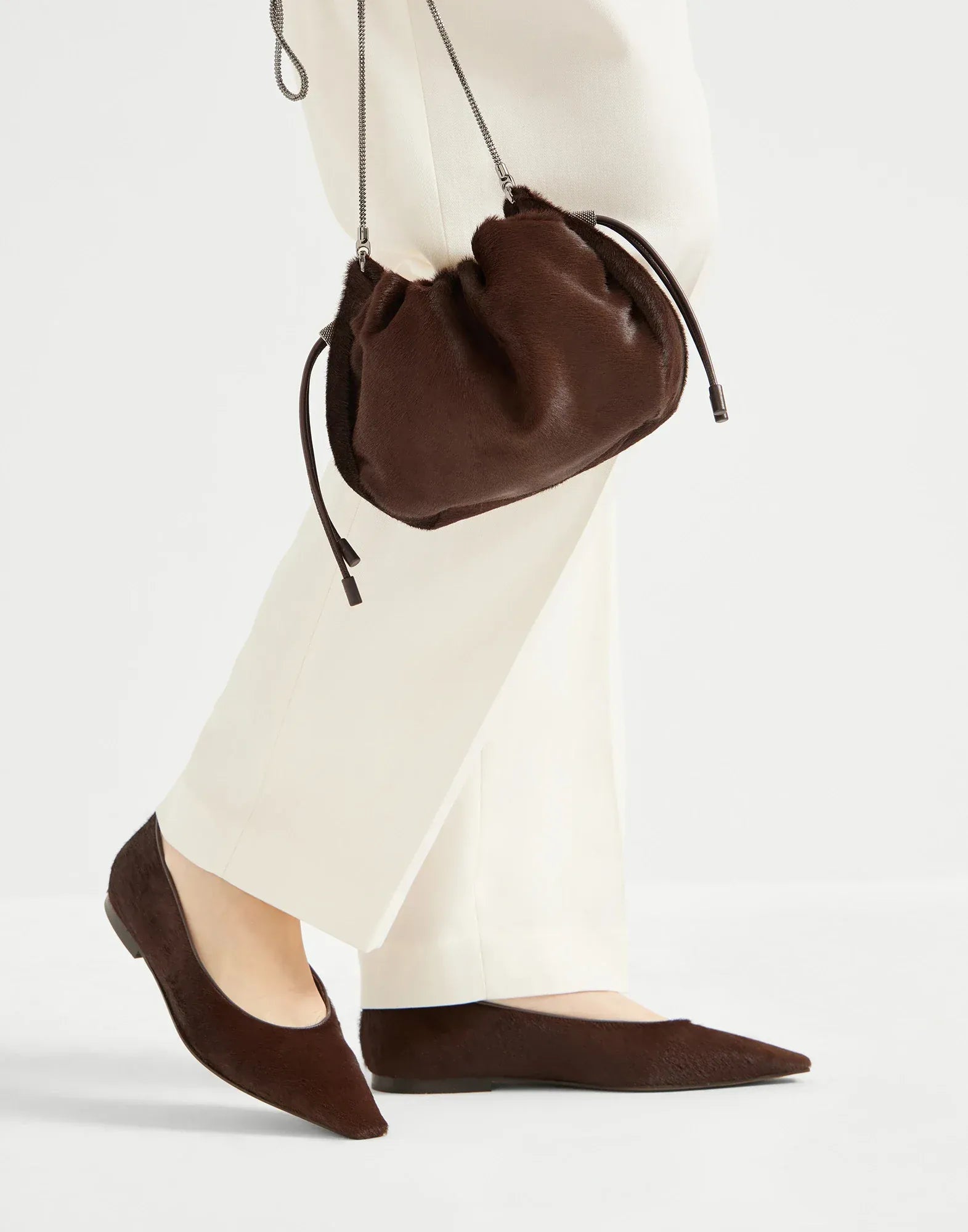 Brunello Cucinelli Mellow Mini Leather Bucket Bag