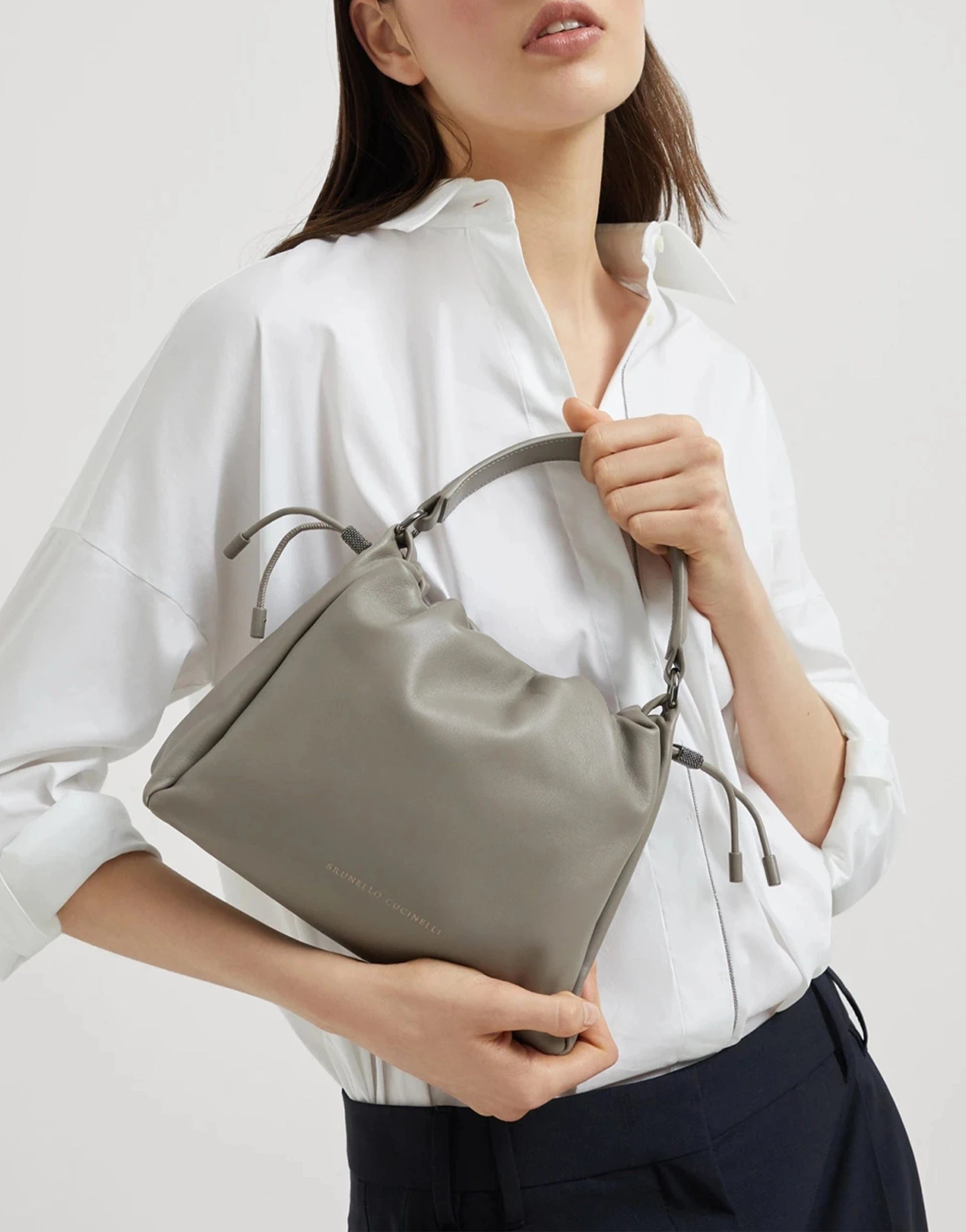 Brunello Cucinelli Mellow Monili Small Bucket Bag