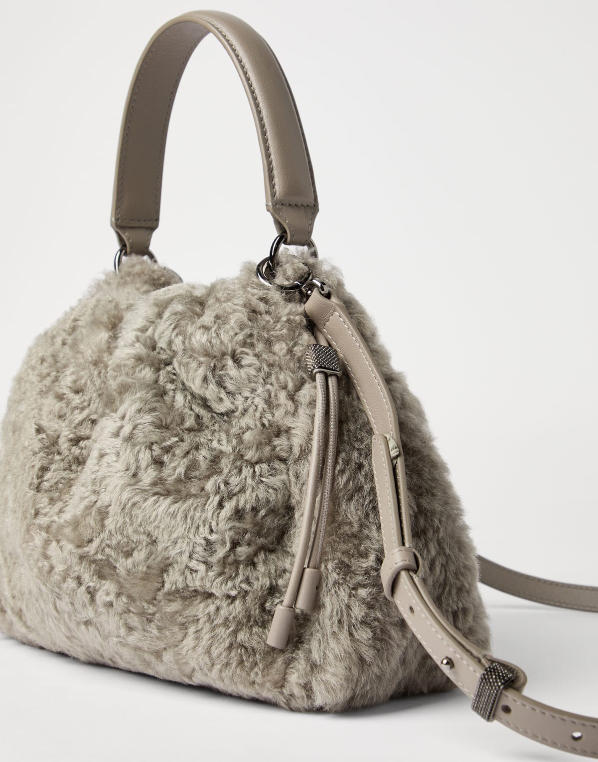 Brunello Cucinelli Mellow Shearling Small Bucket Bag