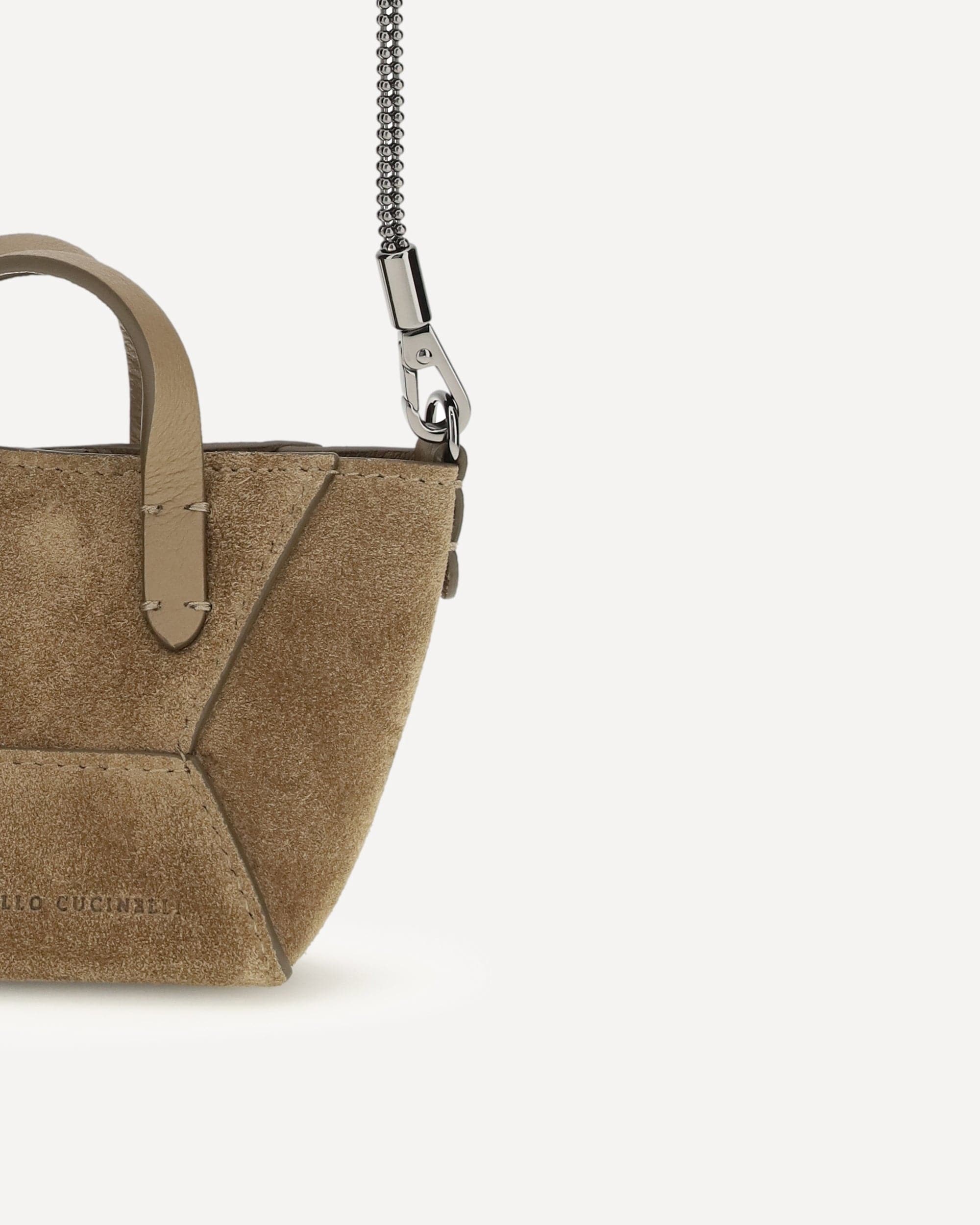 Brunello Cucinelli Micro Suede Shoulder Bag Precious Chain