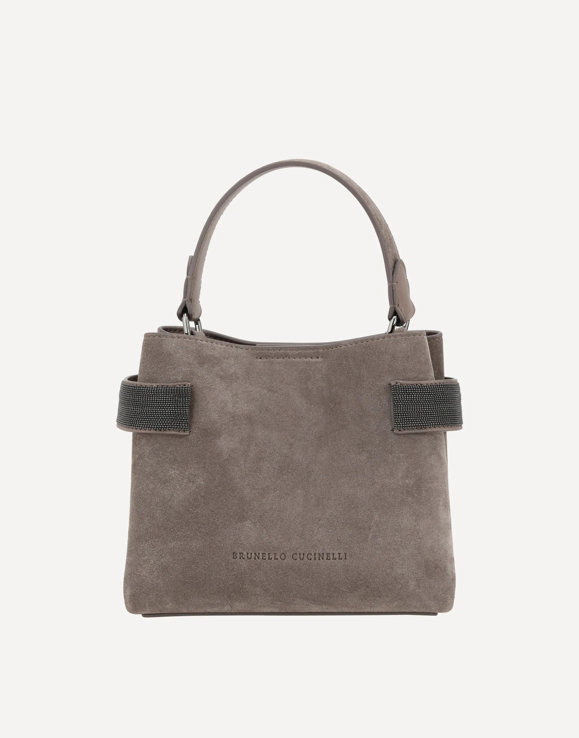 Brunello Cucinelli Mini Monili-Embellished Suede Tote Bag