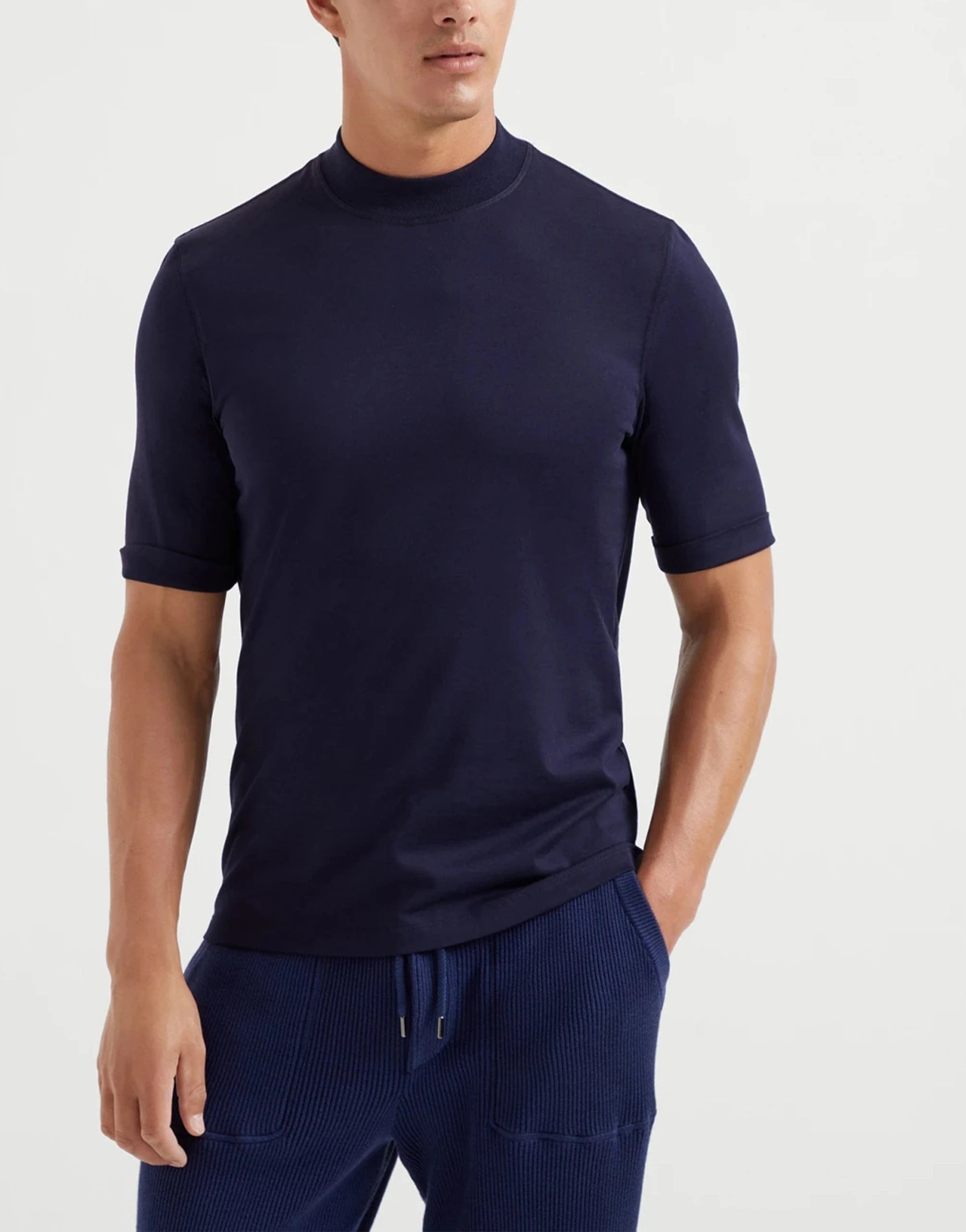 Brunello Cucinelli Mock-Neck Cotton T-Shirt