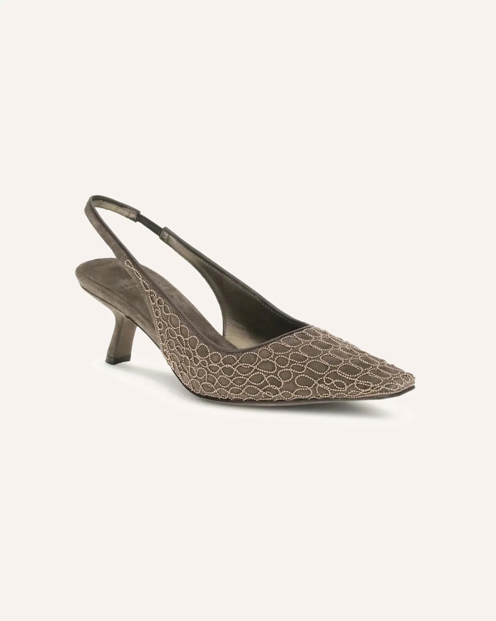 Brunello Cucinelli Monili Croco Slingback Pumps