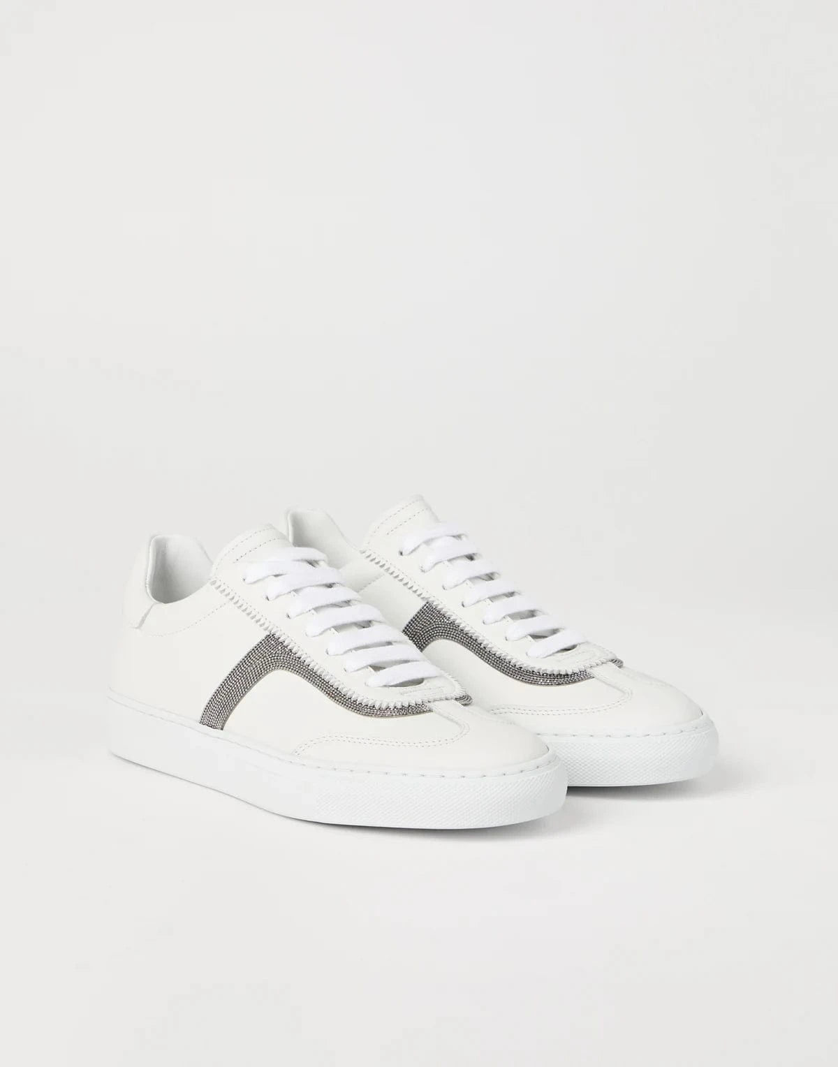 Brunello Cucinelli Monili-Detailed Calfskin Sneakers