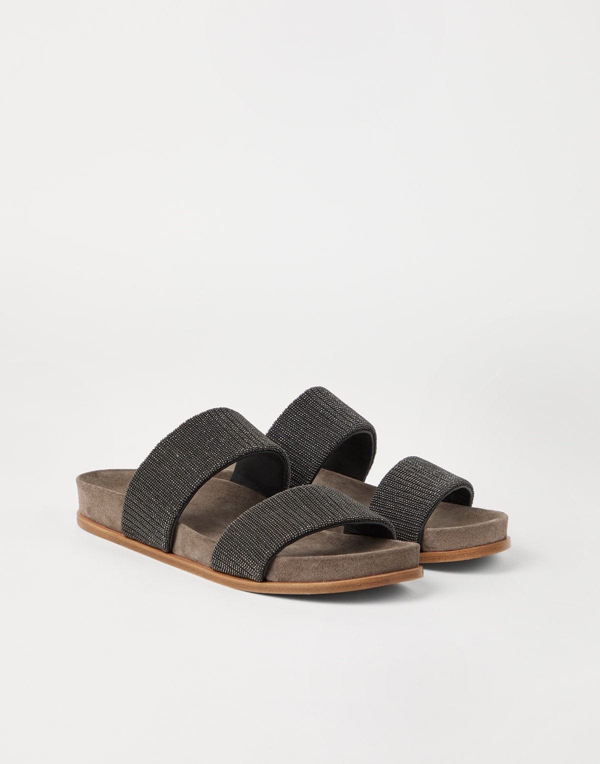 Brunello Cucinelli Monili Detailings Suede Slides