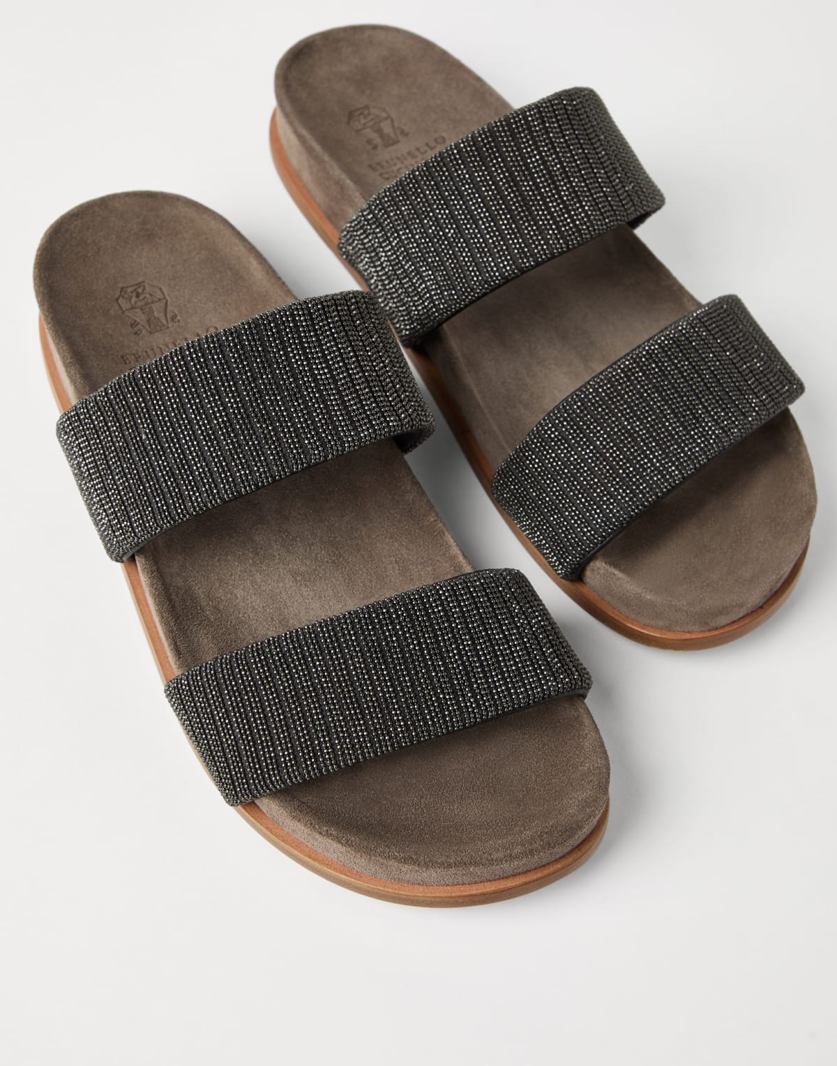 Brunello Cucinelli Monili Detailings Suede Slides