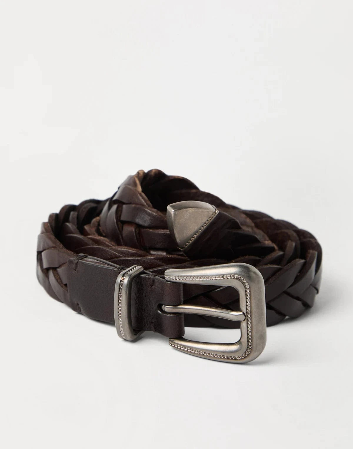 Brunello Cucinelli Monili-Embellished Braided Leather Belt