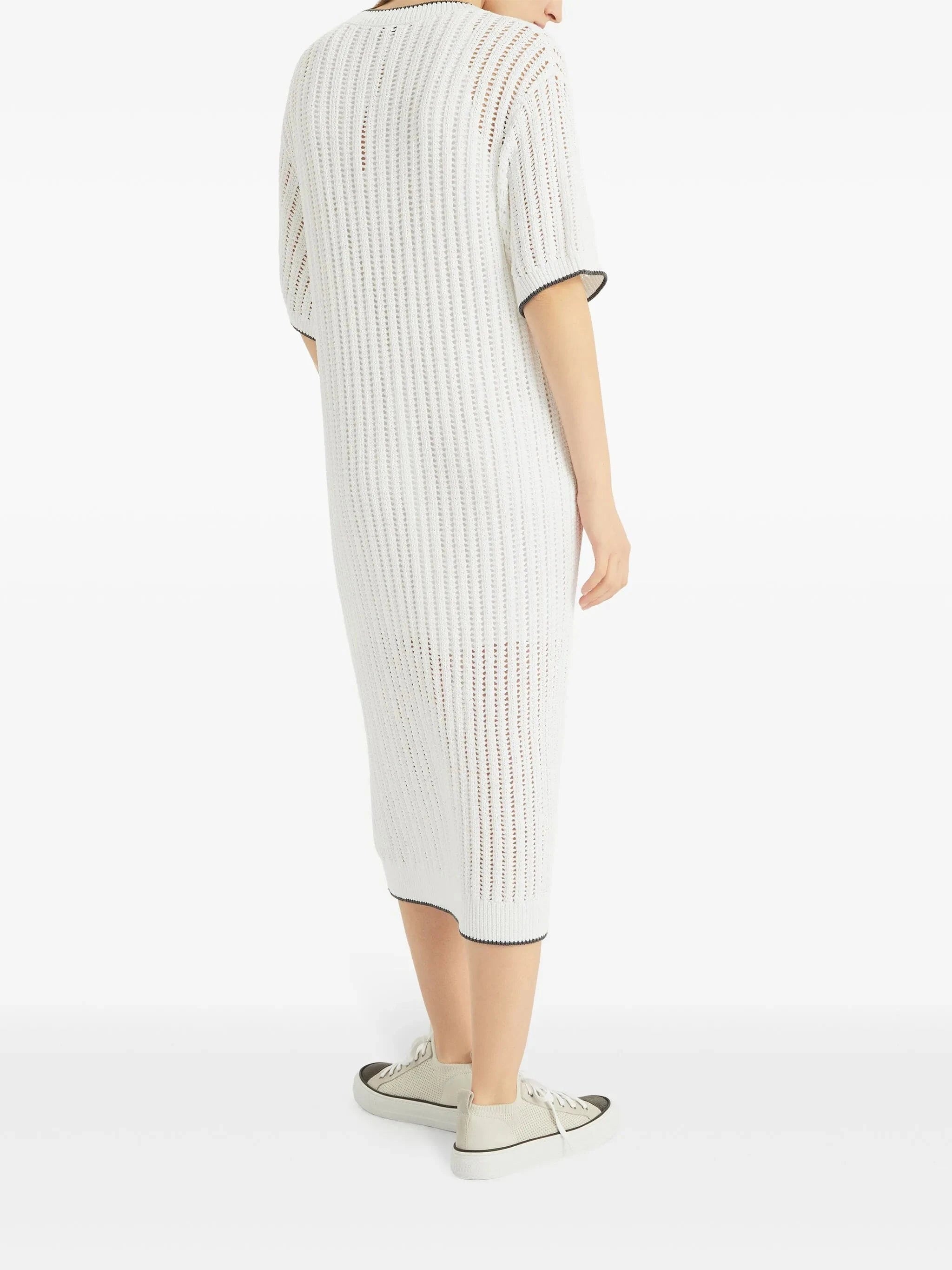 Brunello Cucinelli Monili-Embellished Openwork Knit Dress