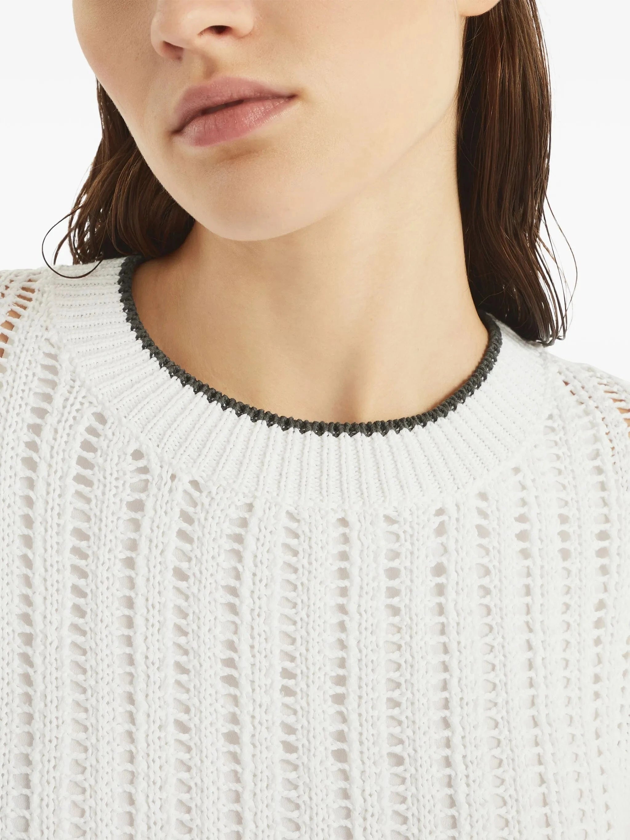 Brunello Cucinelli Monili-Embellished Openwork Knit Dress