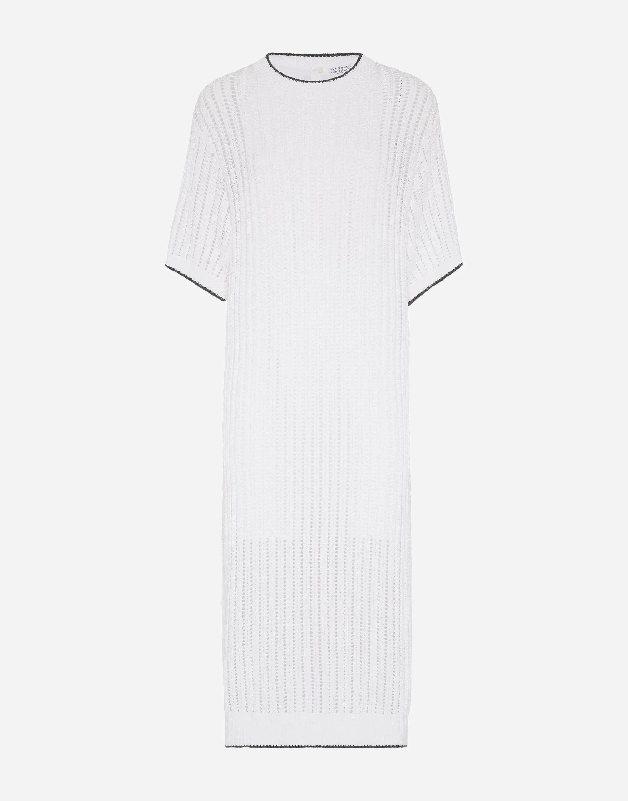 Brunello Cucinelli Monili-Embellished Openwork Knit Dress