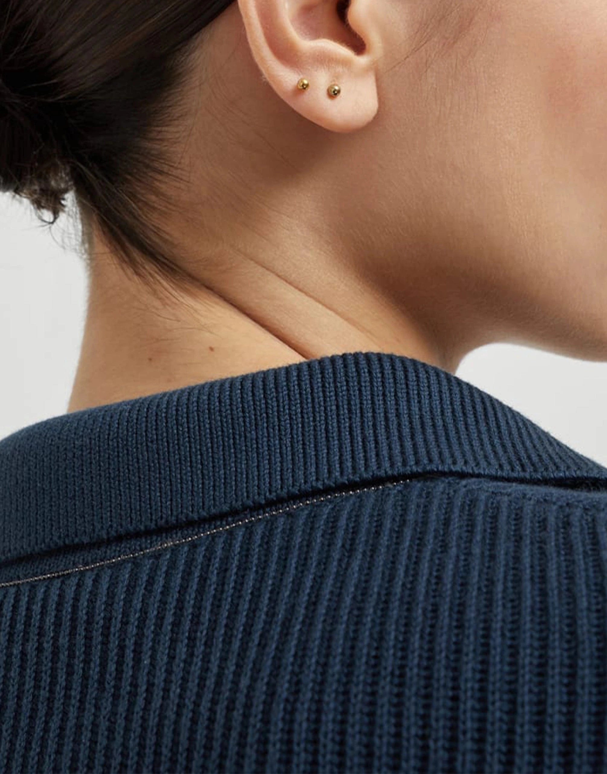 Brunello Cucinelli Monili-Embellished Rib Knit Polo Shirt