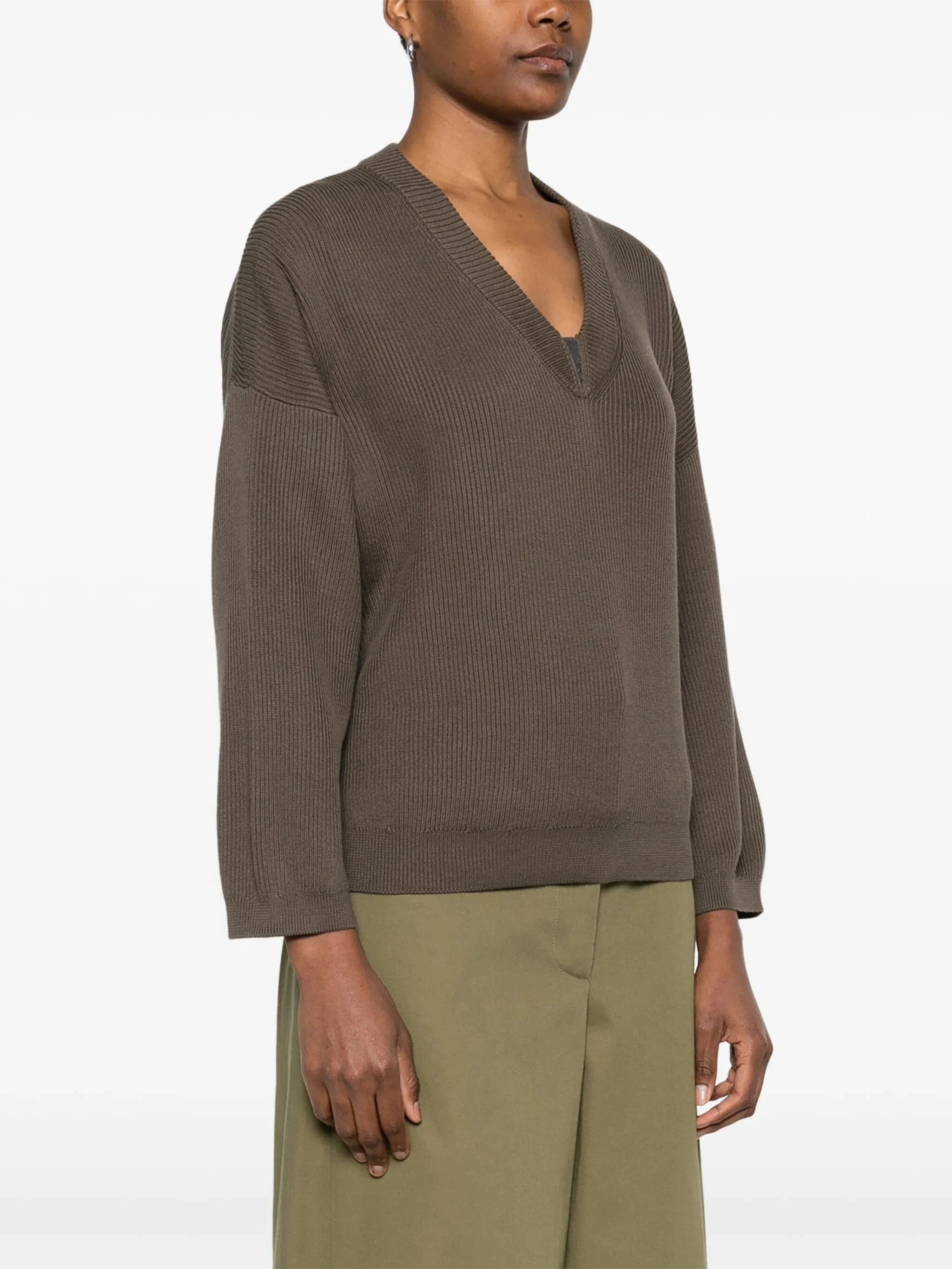 Brunello Cucinelli Monili-Embellished Ribbed Sweater