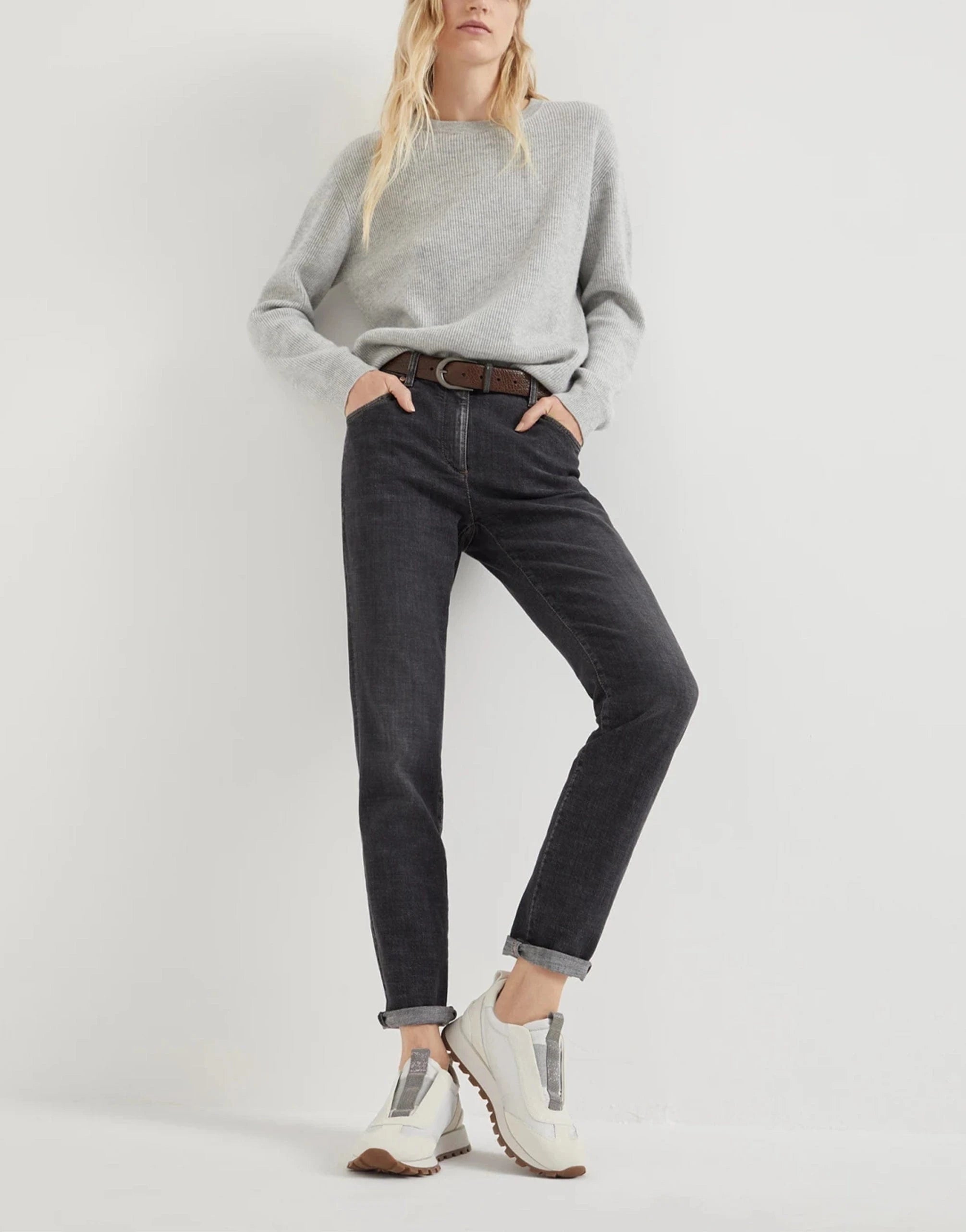 Brunello Cucinelli Monili-Embellished Techno Suede Sneakers