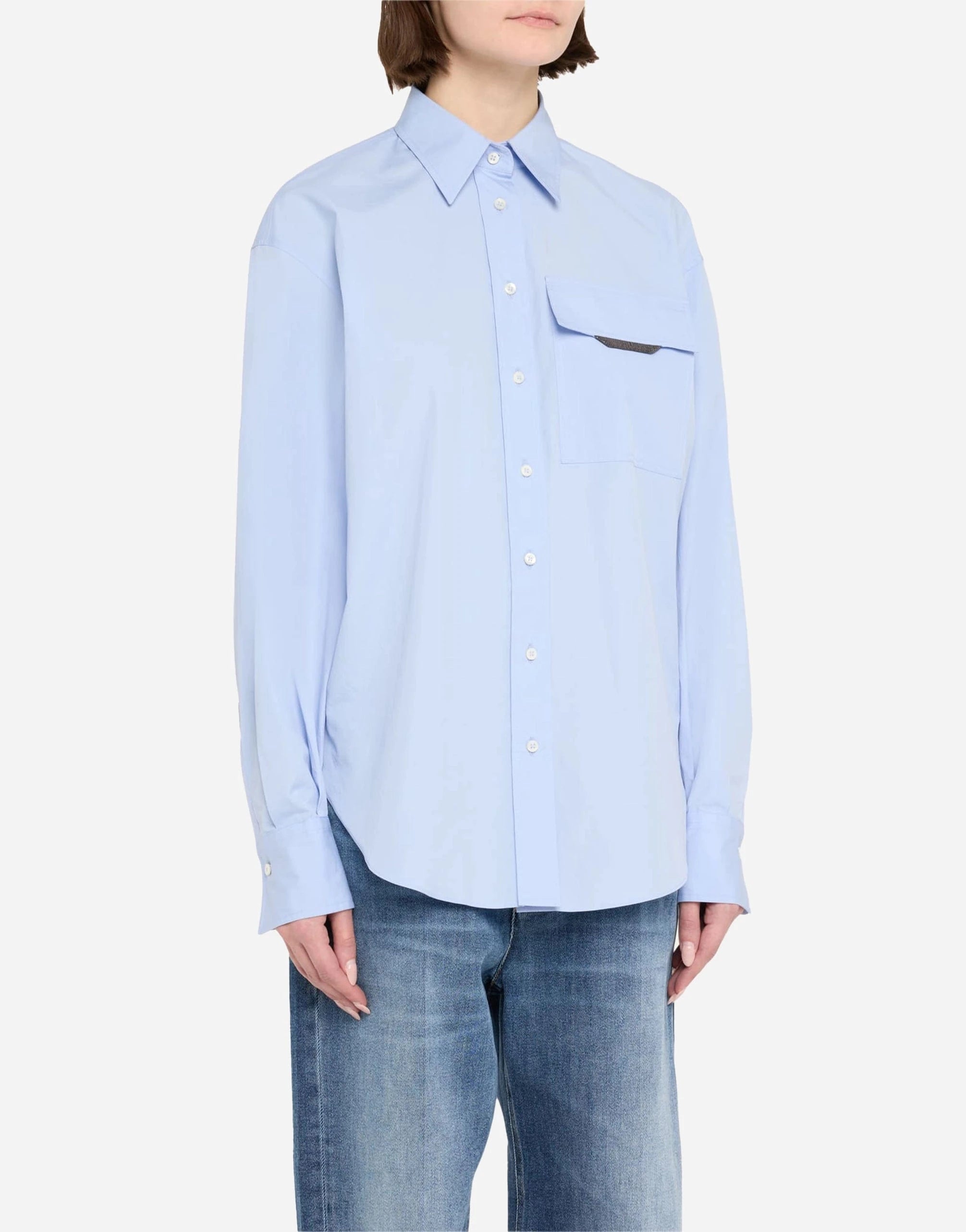 Brunello Cucinelli Monili-Pocket Poplin Shirt