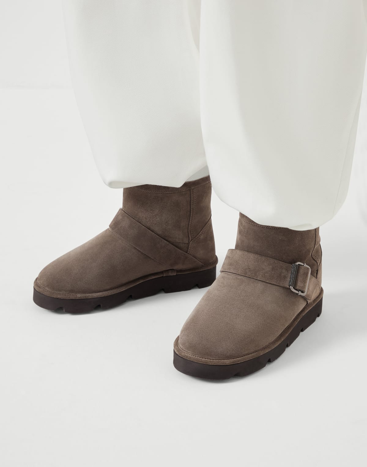 Brunello Cucinelli Monili Suede Ankle Boots