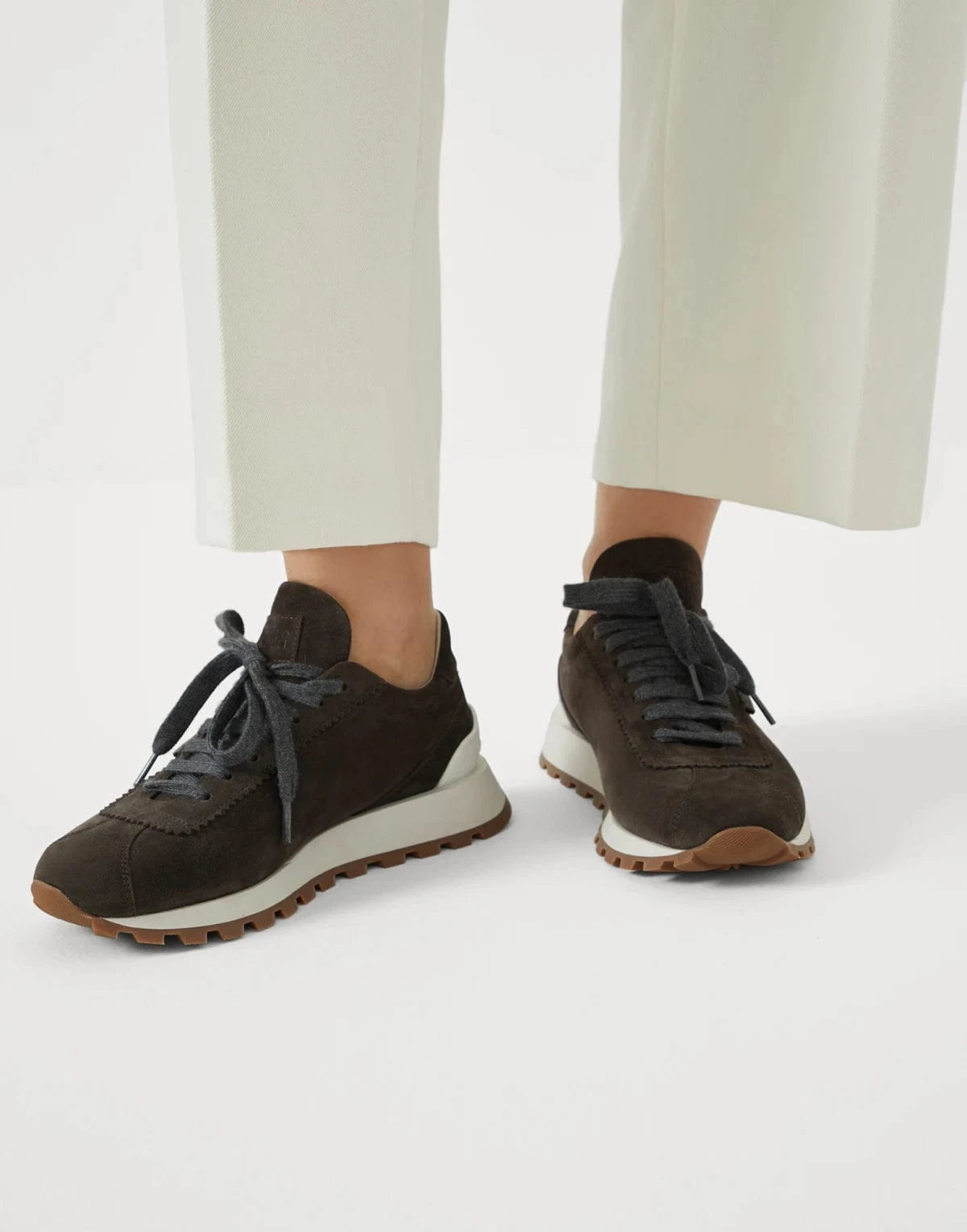 Brunello Cucinelli Monili-Tab Suede Sneakers