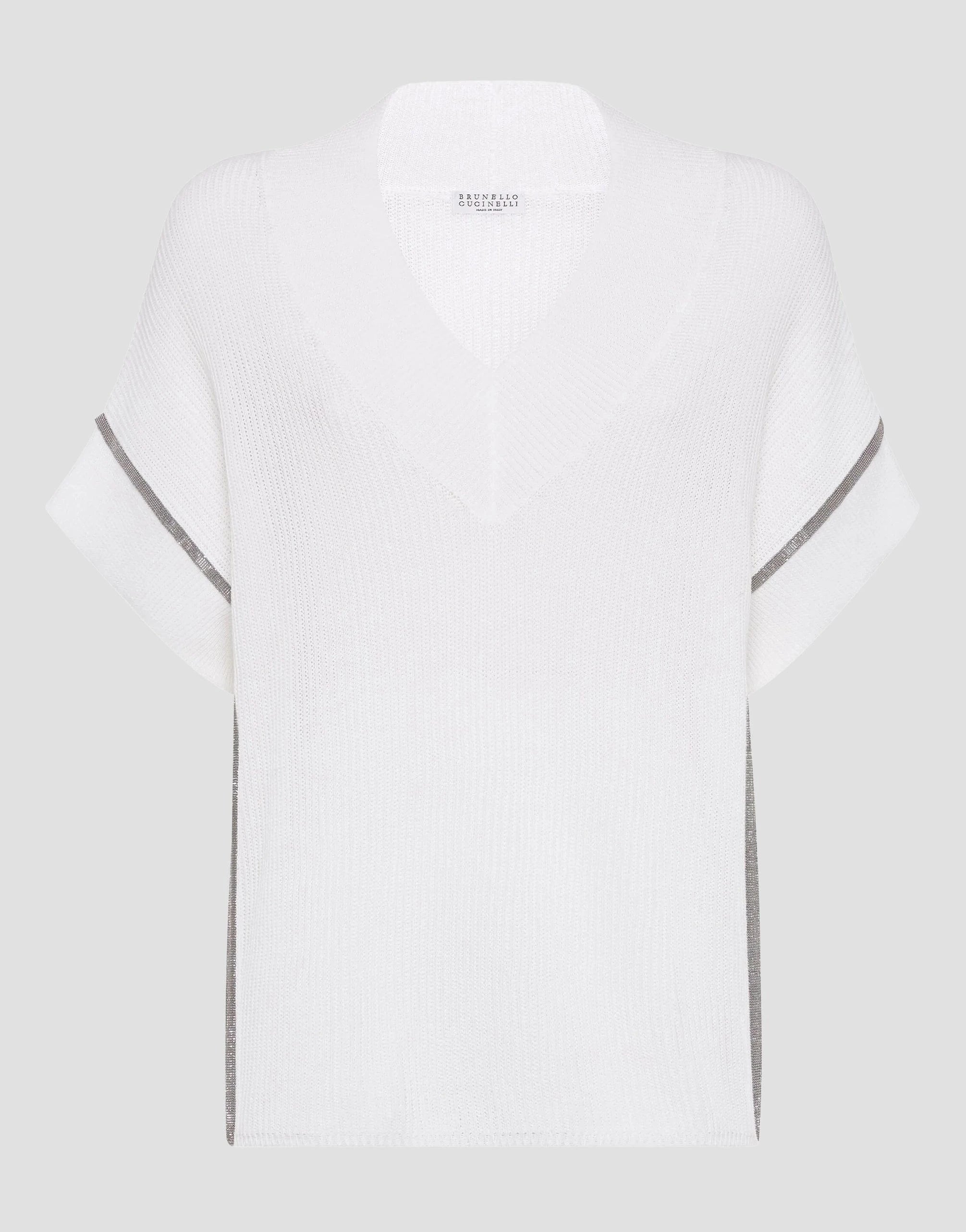 Brunello Cucinelli Monili-Trim Rib Knit T-Shirt