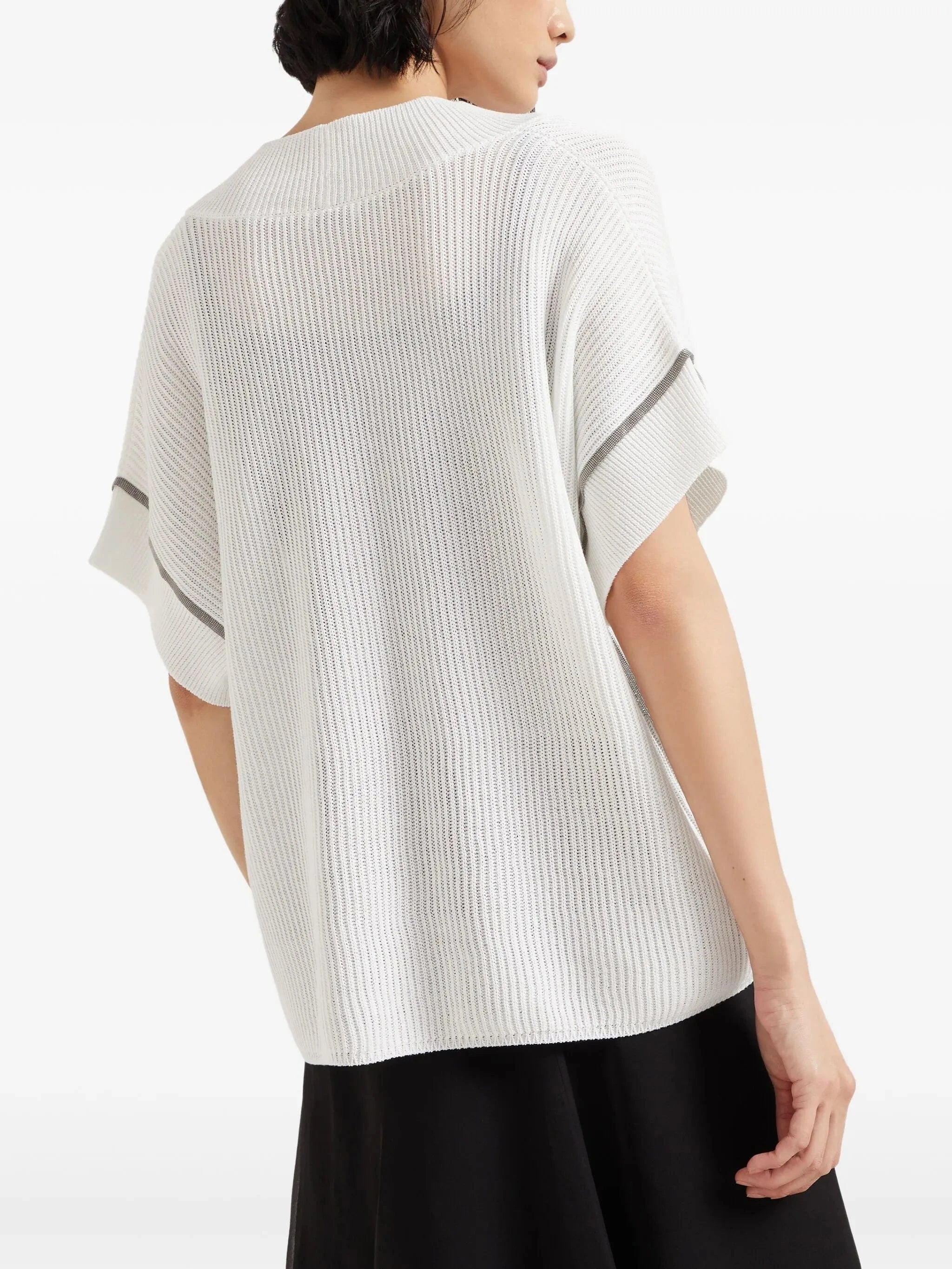 Brunello Cucinelli Monili-Trim Rib Knit T-Shirt