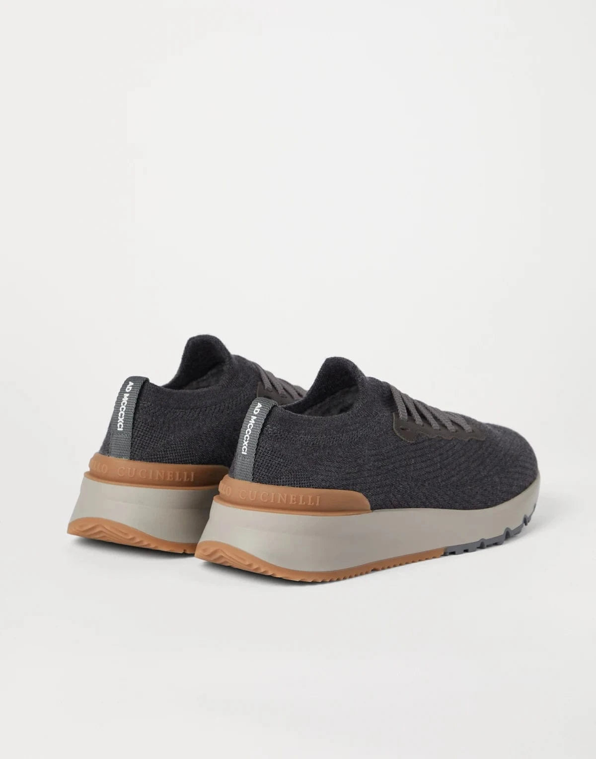 Brunello Cucinelli Multicolor Wool Knit Leather Sneakers