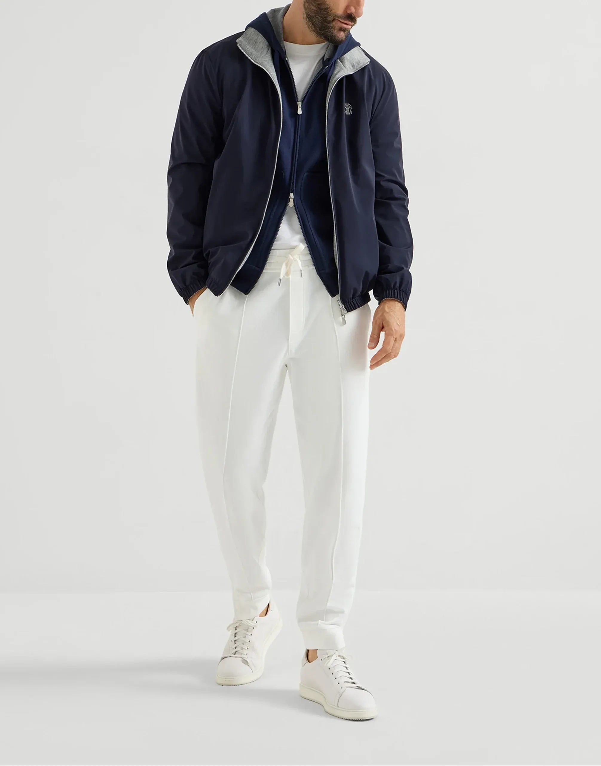 Brunello Cucinelli Navy Blue Bonded Reversible Jacket - alternate view