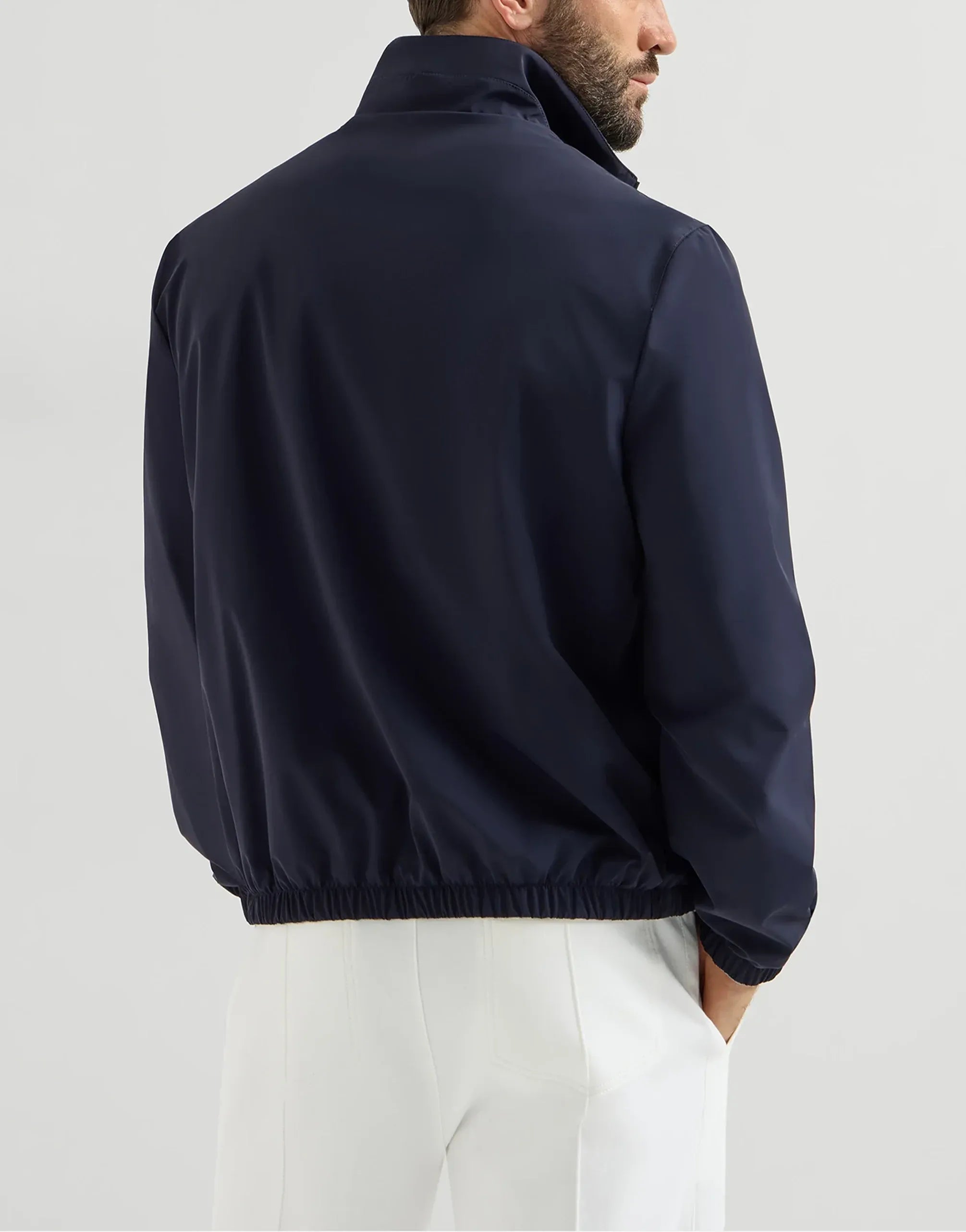 Brunello Cucinelli Navy Blue Bonded Reversible Jacket