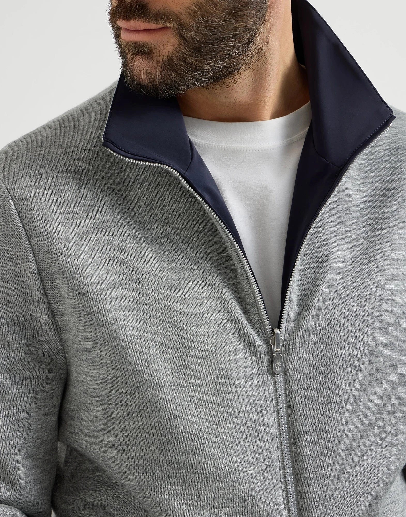 Brunello Cucinelli Navy Blue Bonded Reversible Jacket