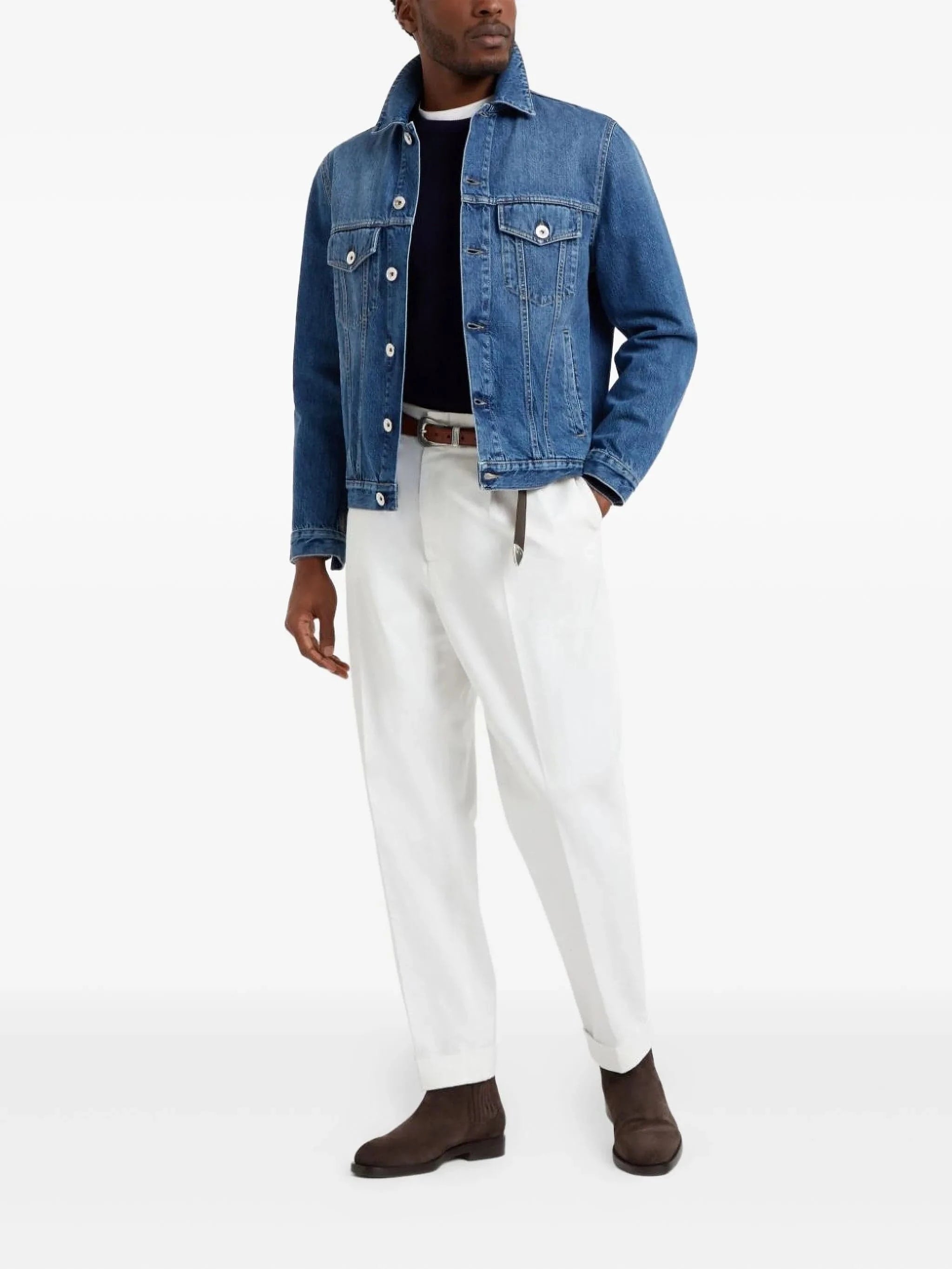 Brunello Cucinelli Navy Blue Cashmere Sweater