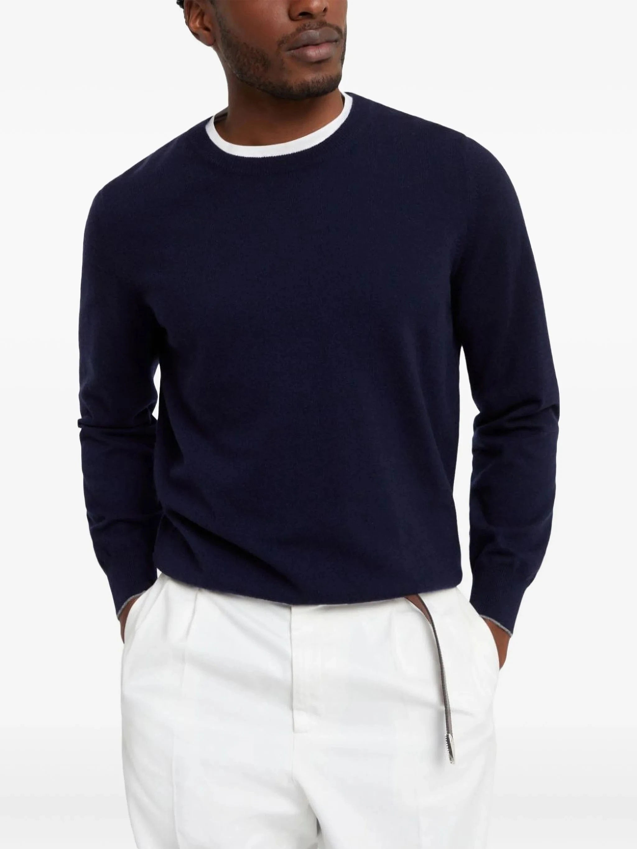 Brunello Cucinelli Navy Blue Cashmere Sweater