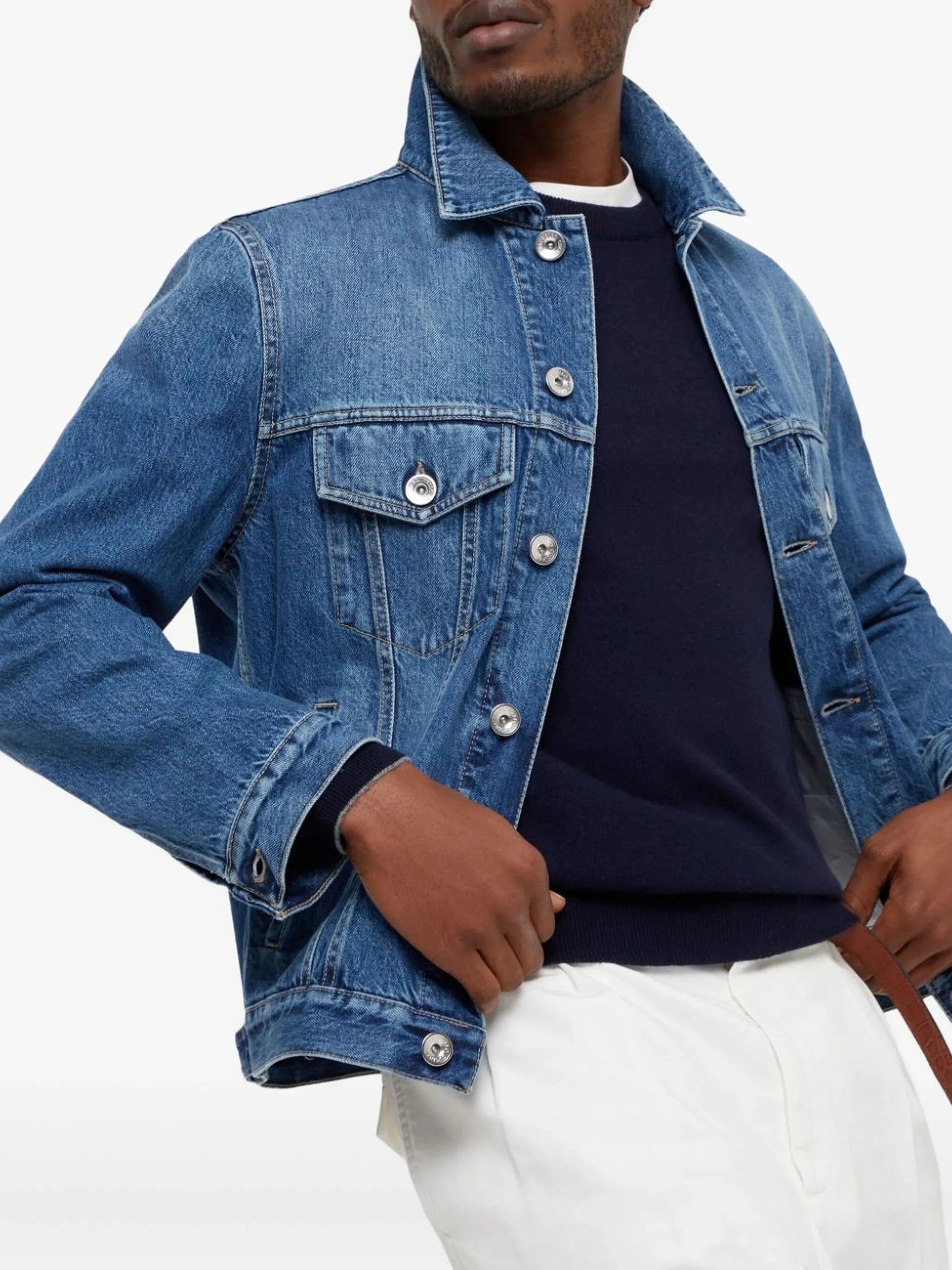 Brunello Cucinelli Navy Blue Cashmere Sweater