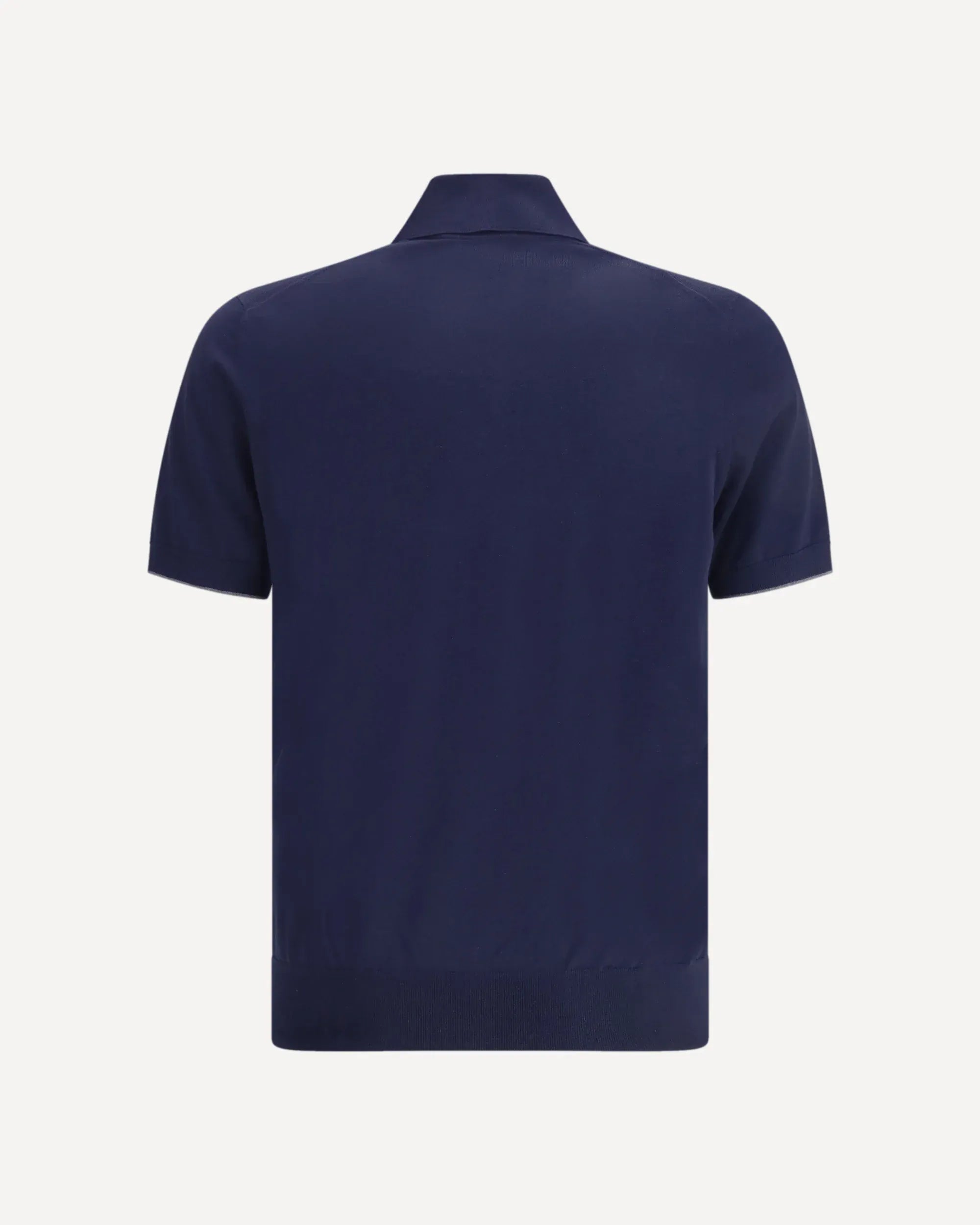 Polo de punto de algodón azul marino con logo Brunello Cucinelli